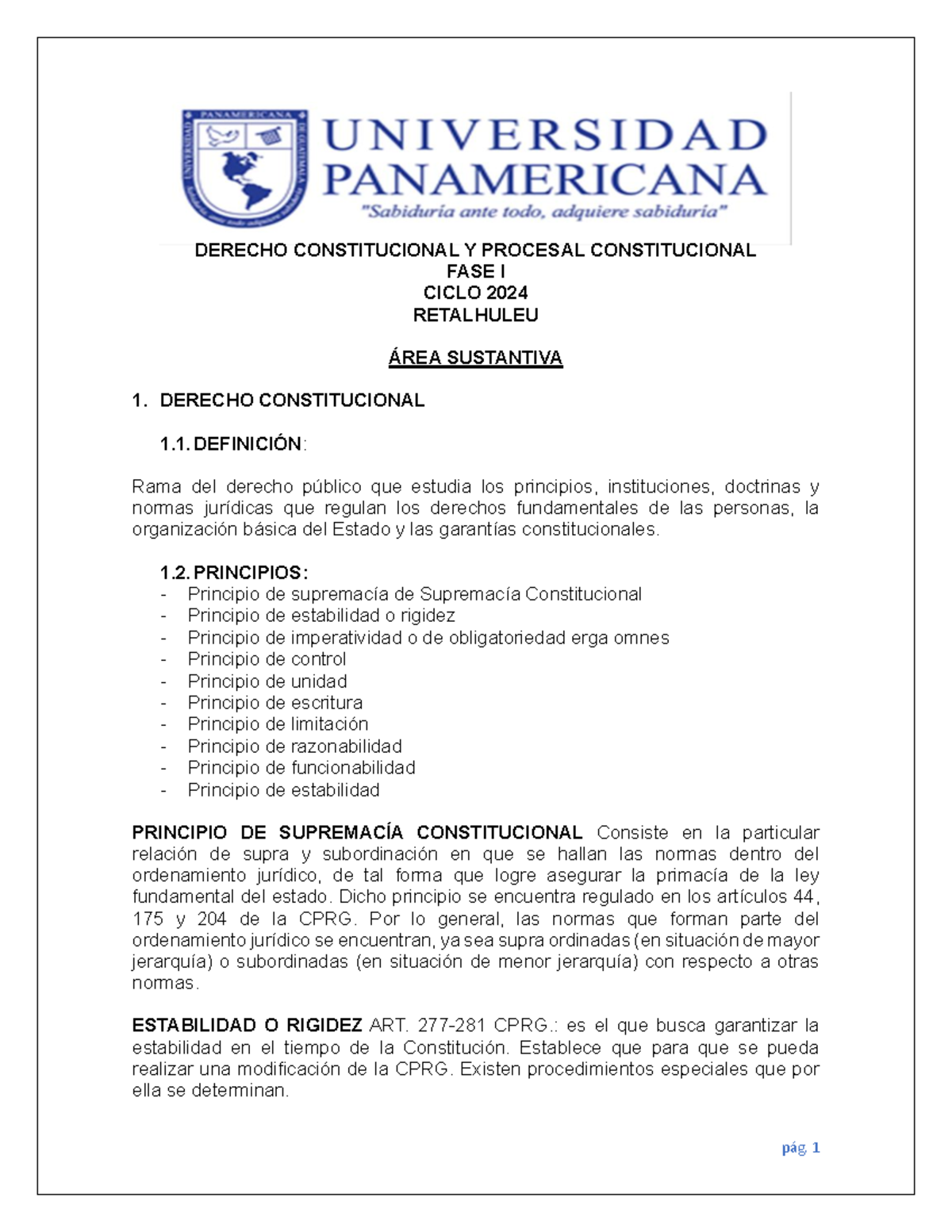 Derecho Constitucional: Principios y Evolución FASE 1 2024 - Document Preview