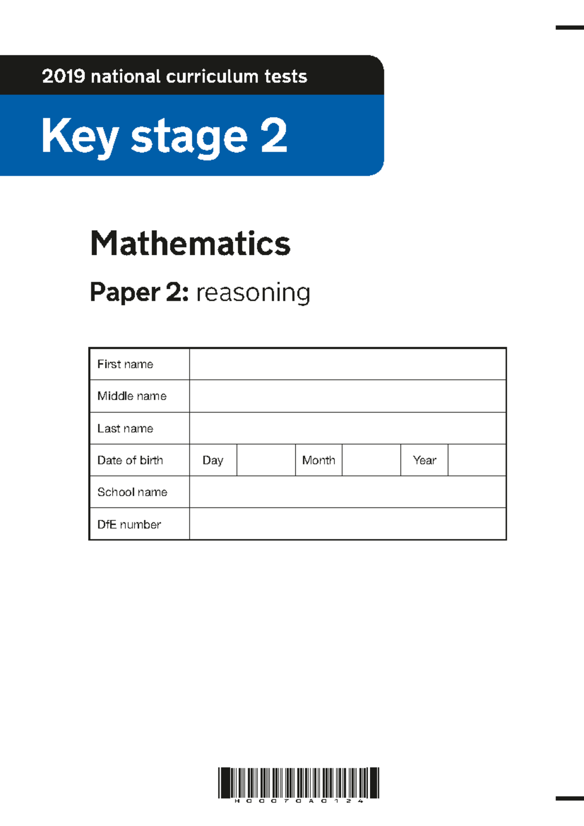 STA198217 2019 KS2 Mathematics Paper 2 Reasoning Questions - Studocu