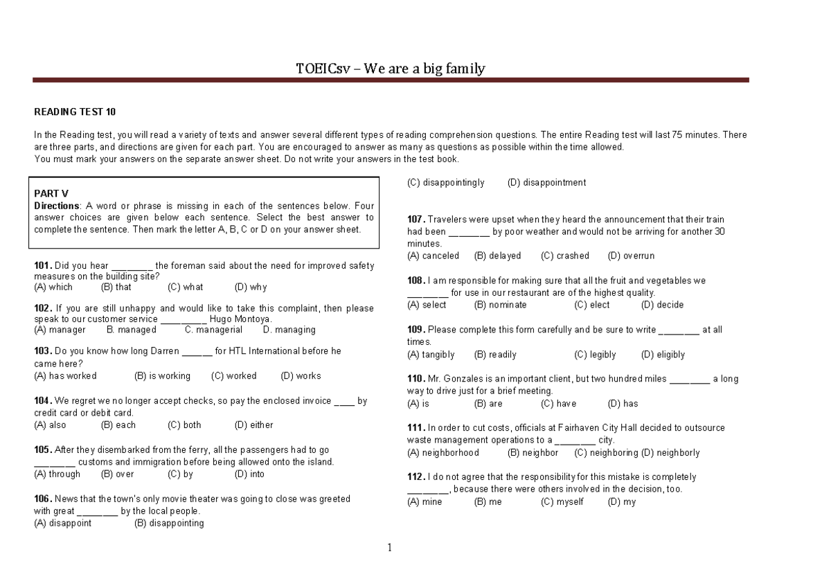 Đề Key Full Test Reading 1 - Reading Comprehension Practice Guide - Studocu
