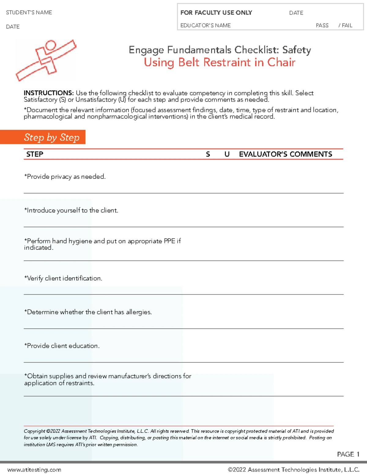 Safety Mitten Skills Checklist for Competency Evaluation - Studocu