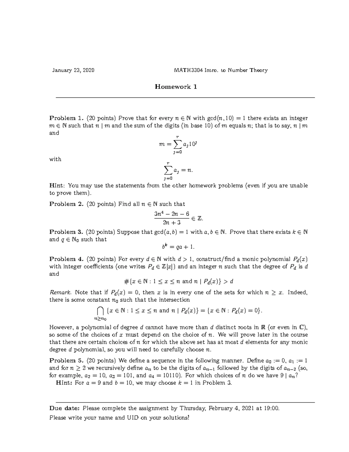 21B-2101-test1 - ///// - 2021-22 Second Semester MATH 2101 Linear ...