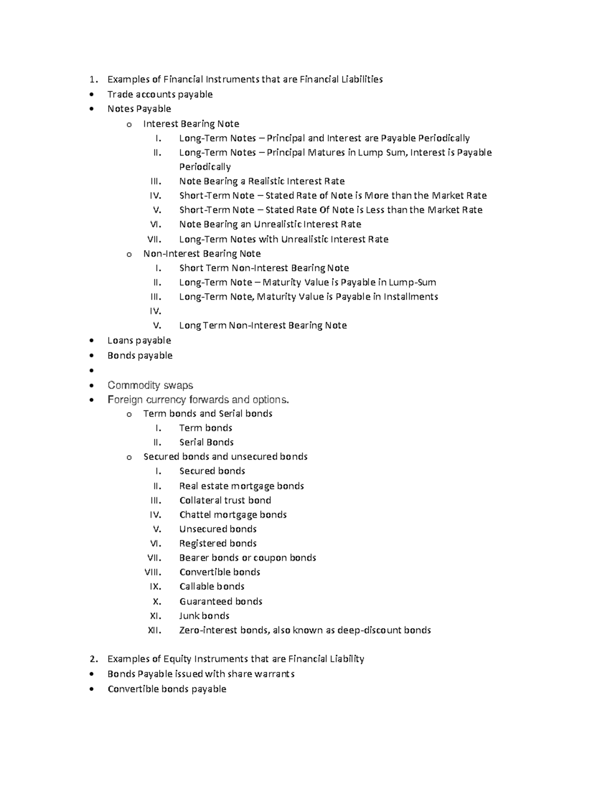 Intacc 2 assignment 1 - Examples of Financial Instruments that are ...
