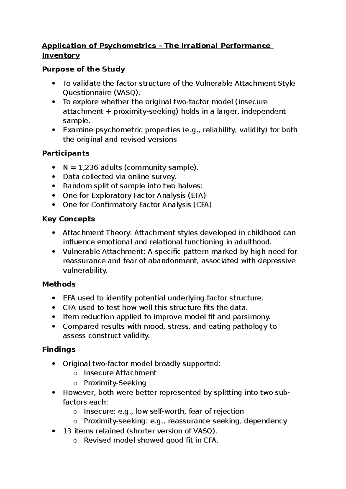 Application of Psychometrics: Validating the Irrational Performance ...