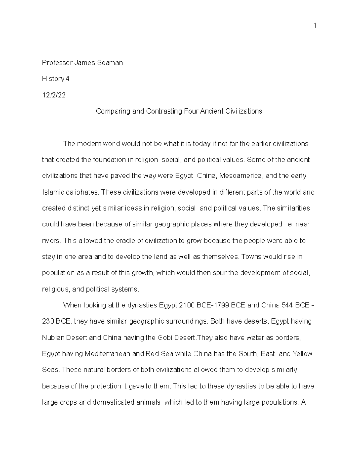 Comparative Analysis of Ancient Civilizations: Egypt, China ...