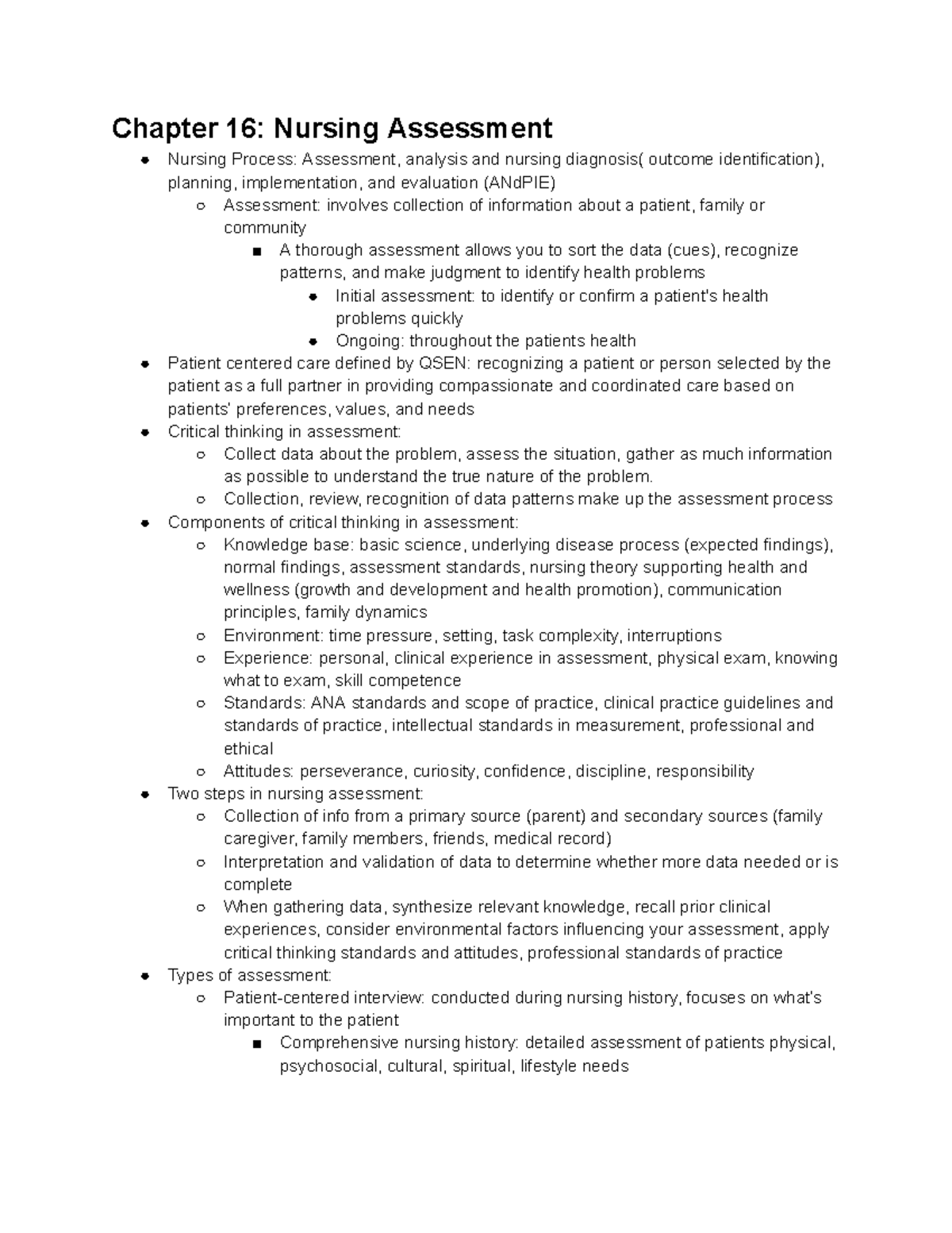 Nursing Assessment and Interventions: A Comprehensive Guide (NUR 101 ...