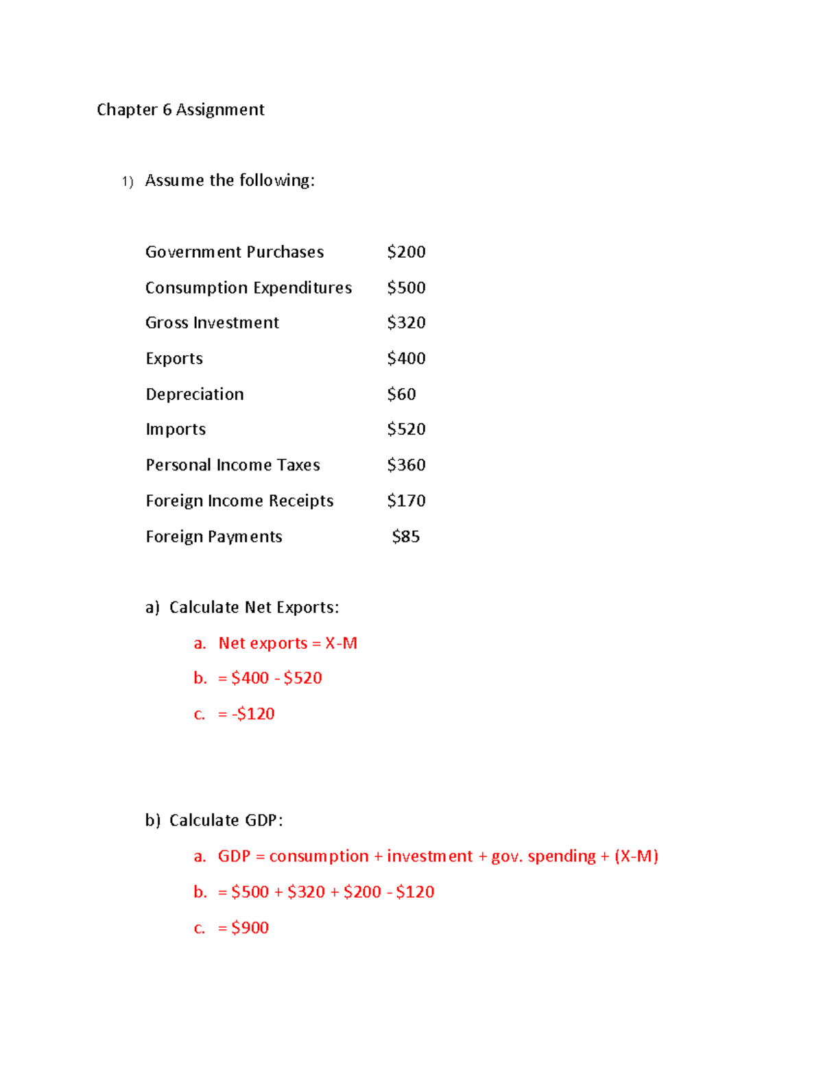 Chapter 6 Assignment: GDP, NDP, and Economic Data Analysis - Studocu
