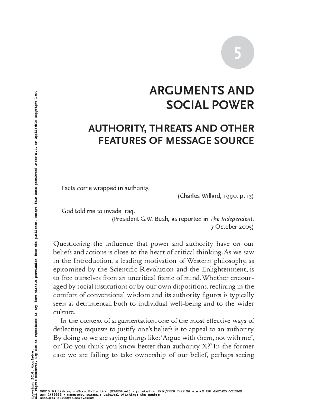 Critical Thinking: Arguments and Social Power in Communication - Studocu