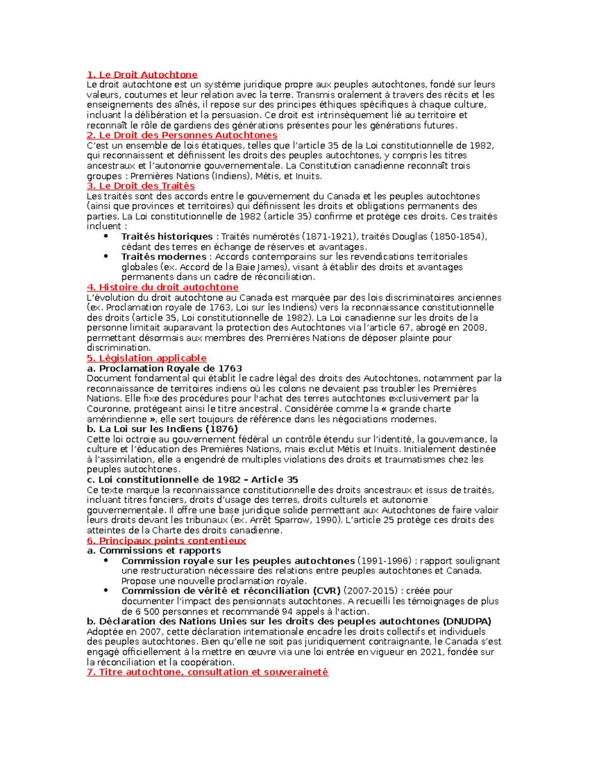 Résumé Cours 4: Droit des Autochtones et Souveraineté - Studocu