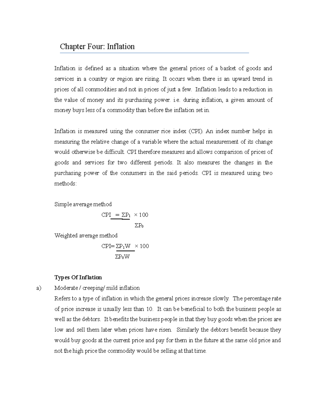 Inflation - Causes, Effects & Control | ECO 101 Lecture Notes - Studocu