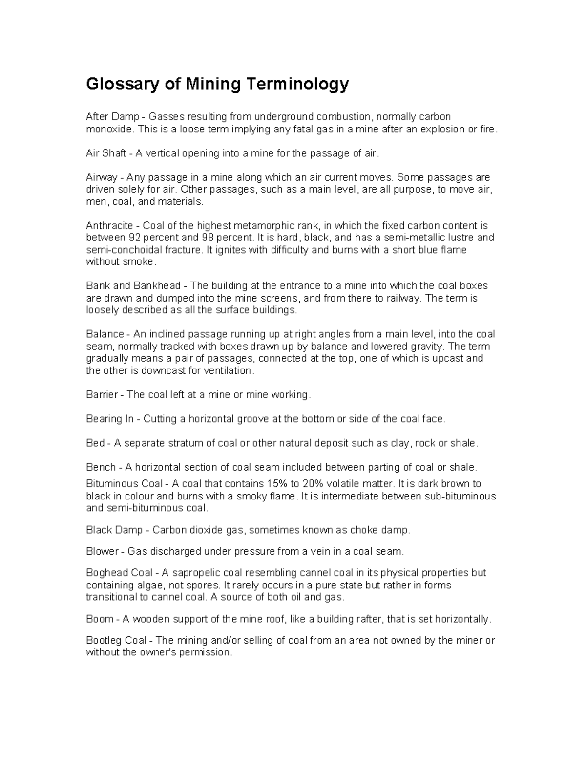 Glossary of Mining Terminology: Key Terms and Definitions - Studocu