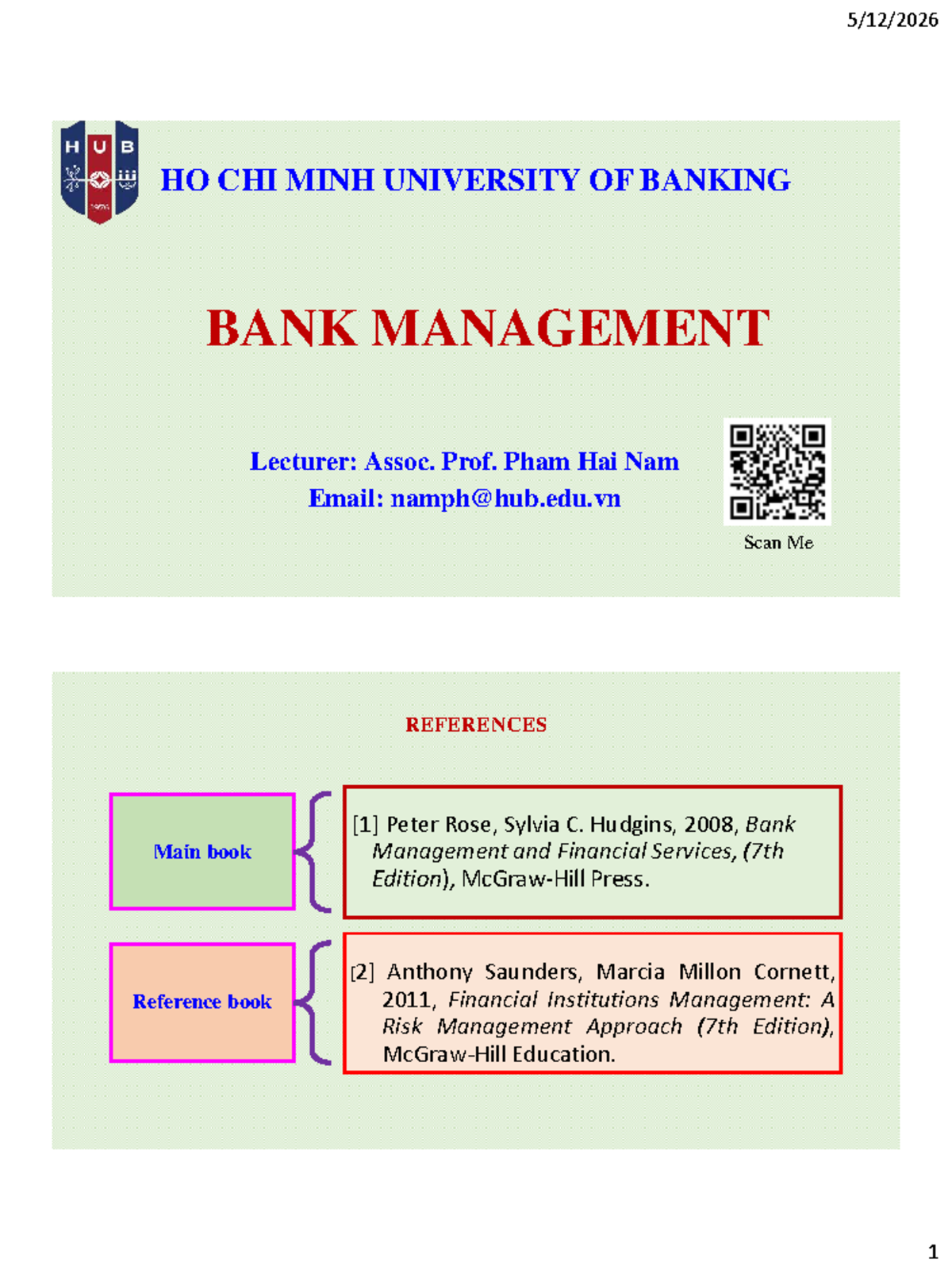 Bank Management Overview - Chapter 1 (Course Code: BM101) - Studocu