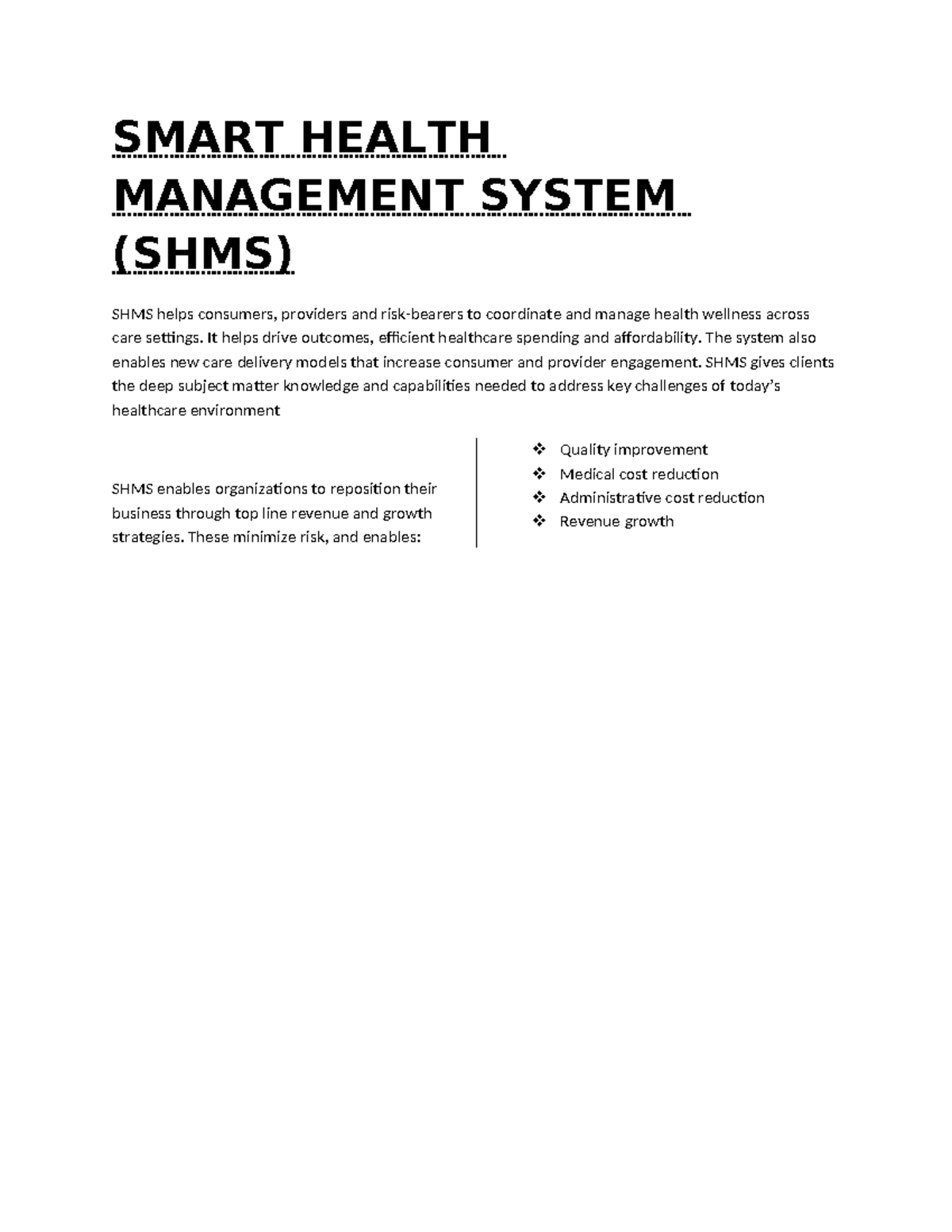 Smart Health Management System - SMART HEALTH MANAGEMENT SYSTEM (SHMS ...