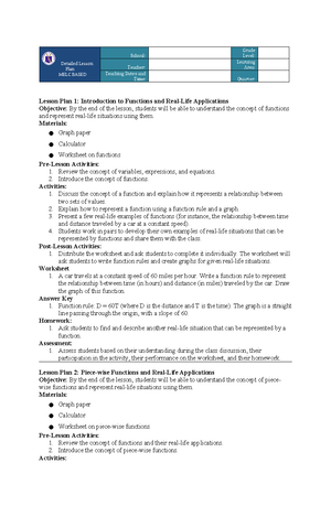 Lesson PLAN 1 (grade 7) - Instructional Planning (The process of ...