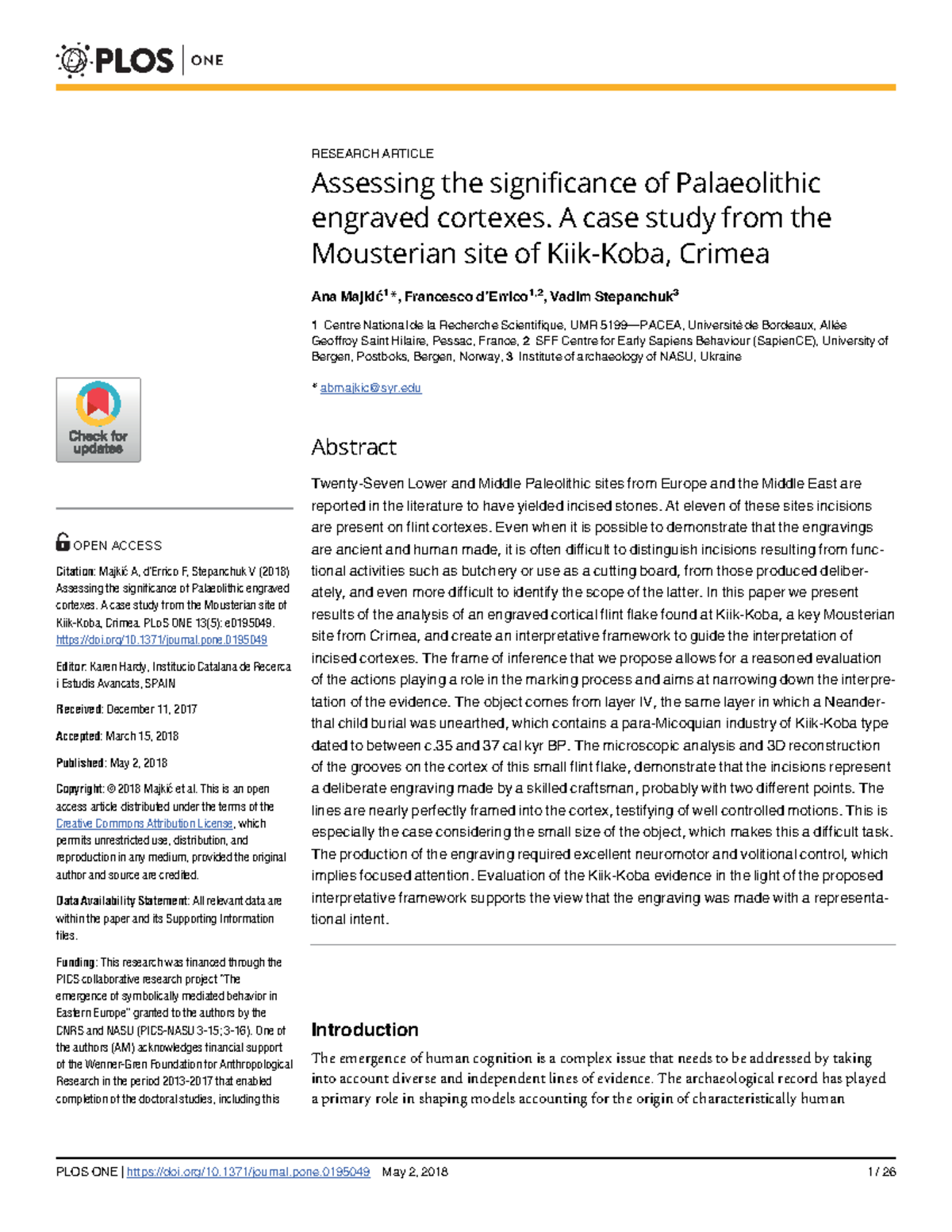 Assessing Palaeolithic Engraved Cortexes: Kiik-Koba Case Study - Studocu