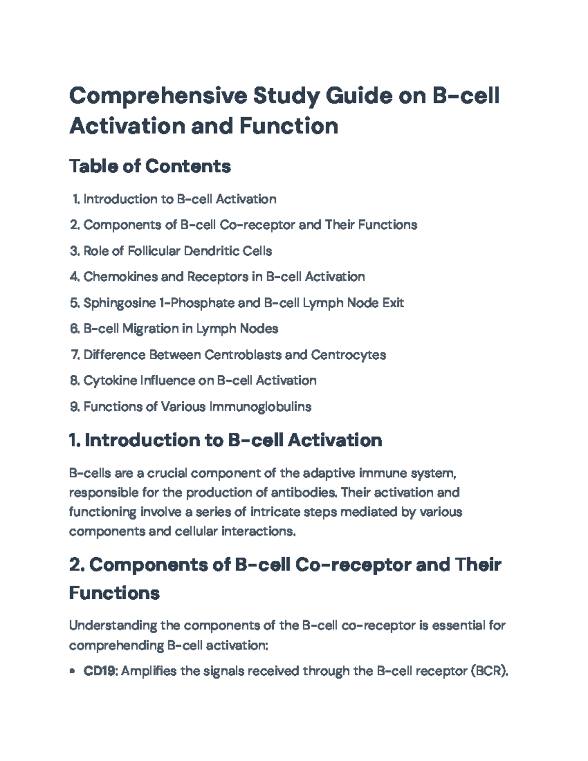Comprehensive Study Guide on B-cell Activation & Function【4:1】 - Studocu