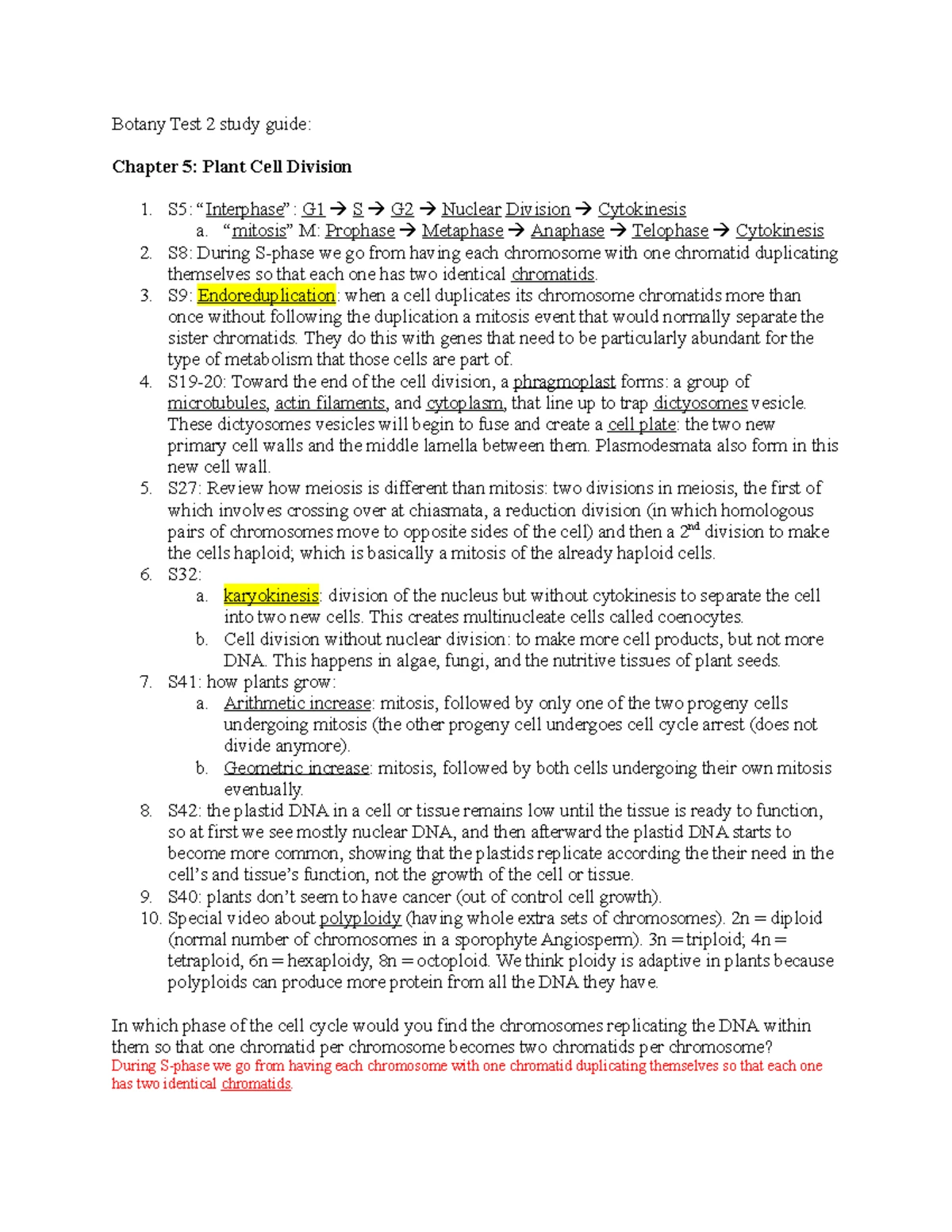 Botany Test 4 Study Guide - Botany Test 4 Study guide: Chapter on Ferns ...