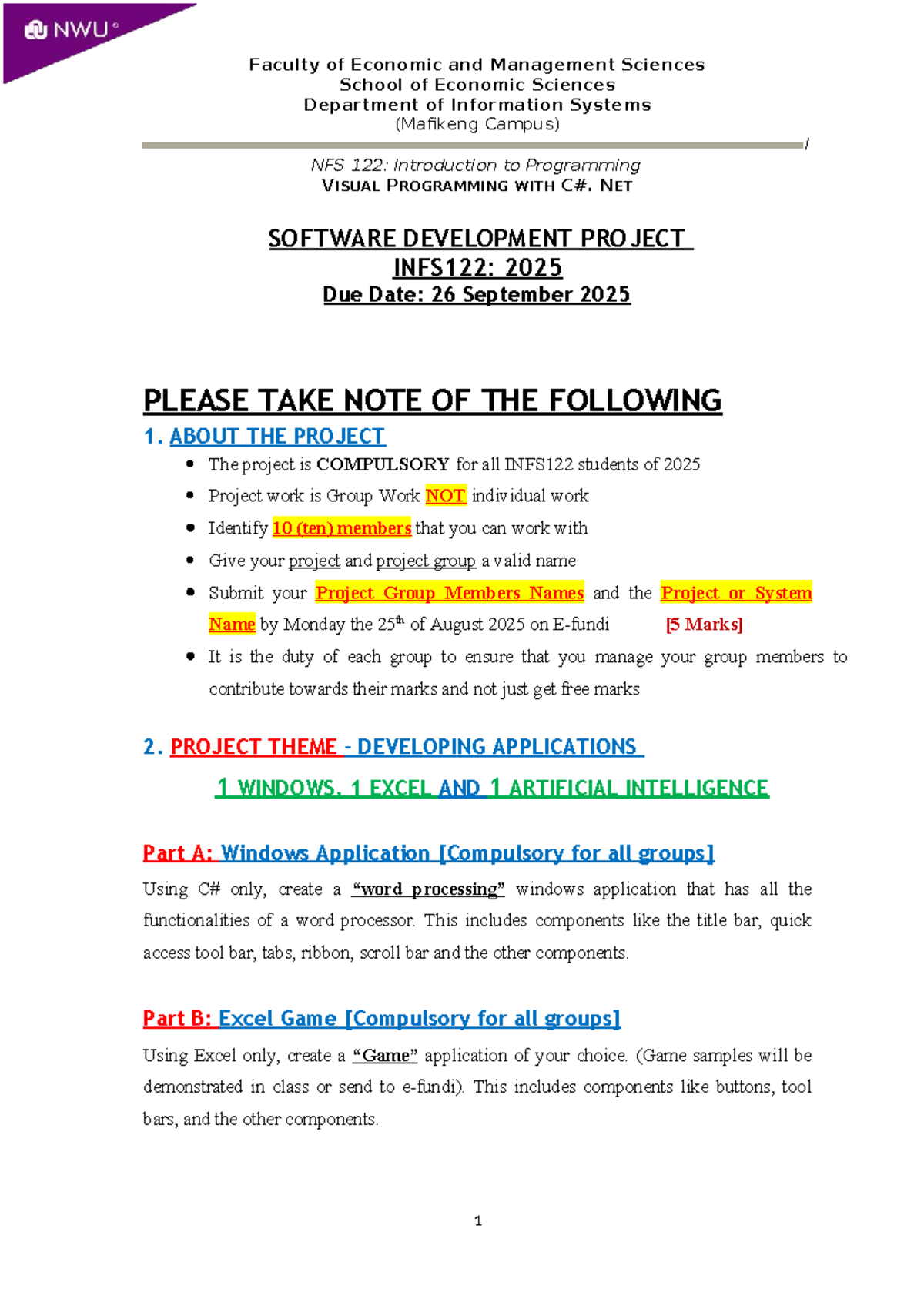 INFS122 2025: Visual Programming Project Guidelines and Requirements ...