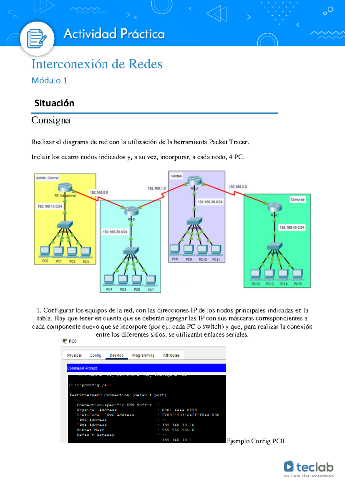 API1 Interconexión de Redes: Diagrama y Configuración de Red - Studocu