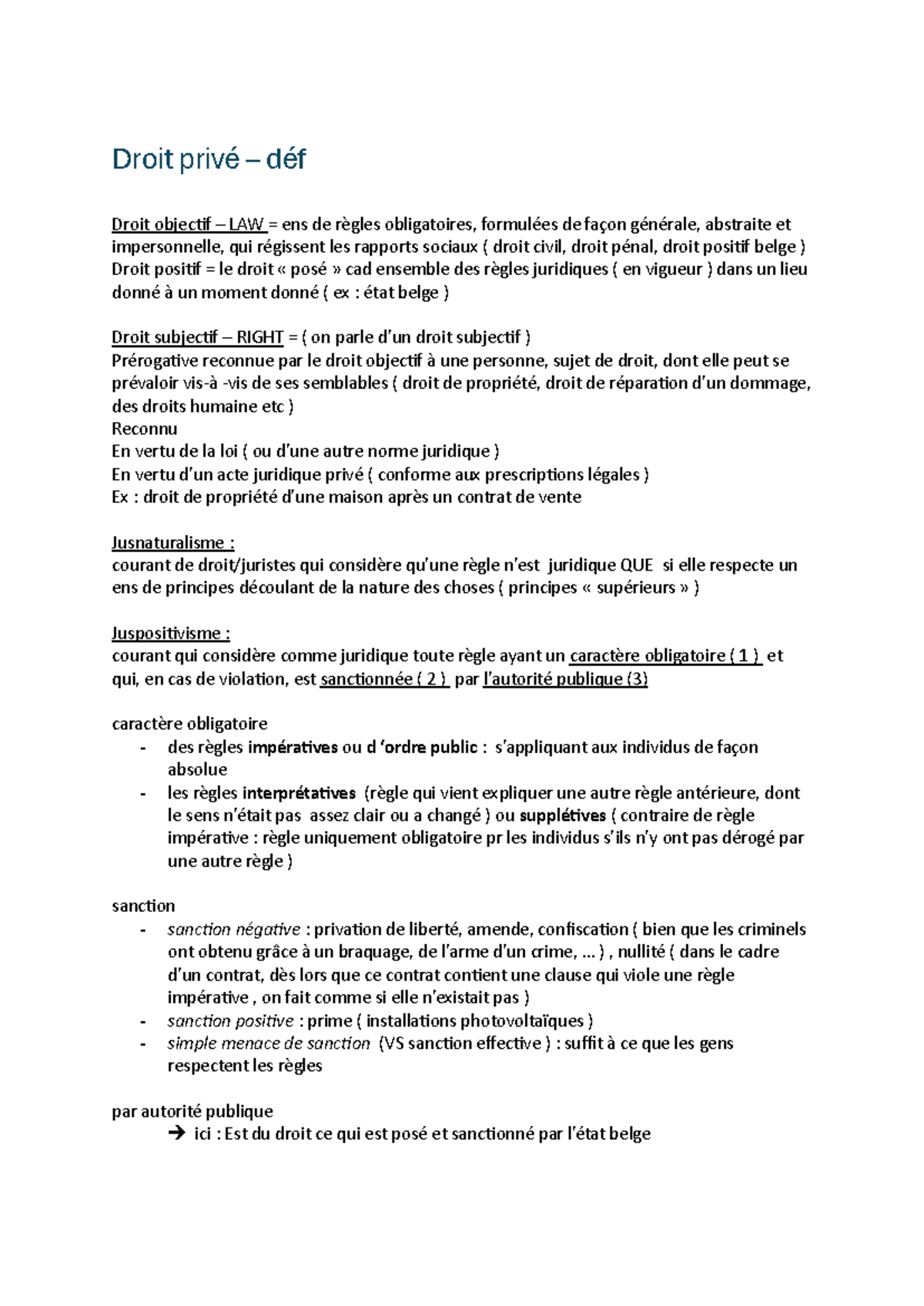 Déf-privé - def à connaitre - Droit privé – déf Droit objectif – LAW ...