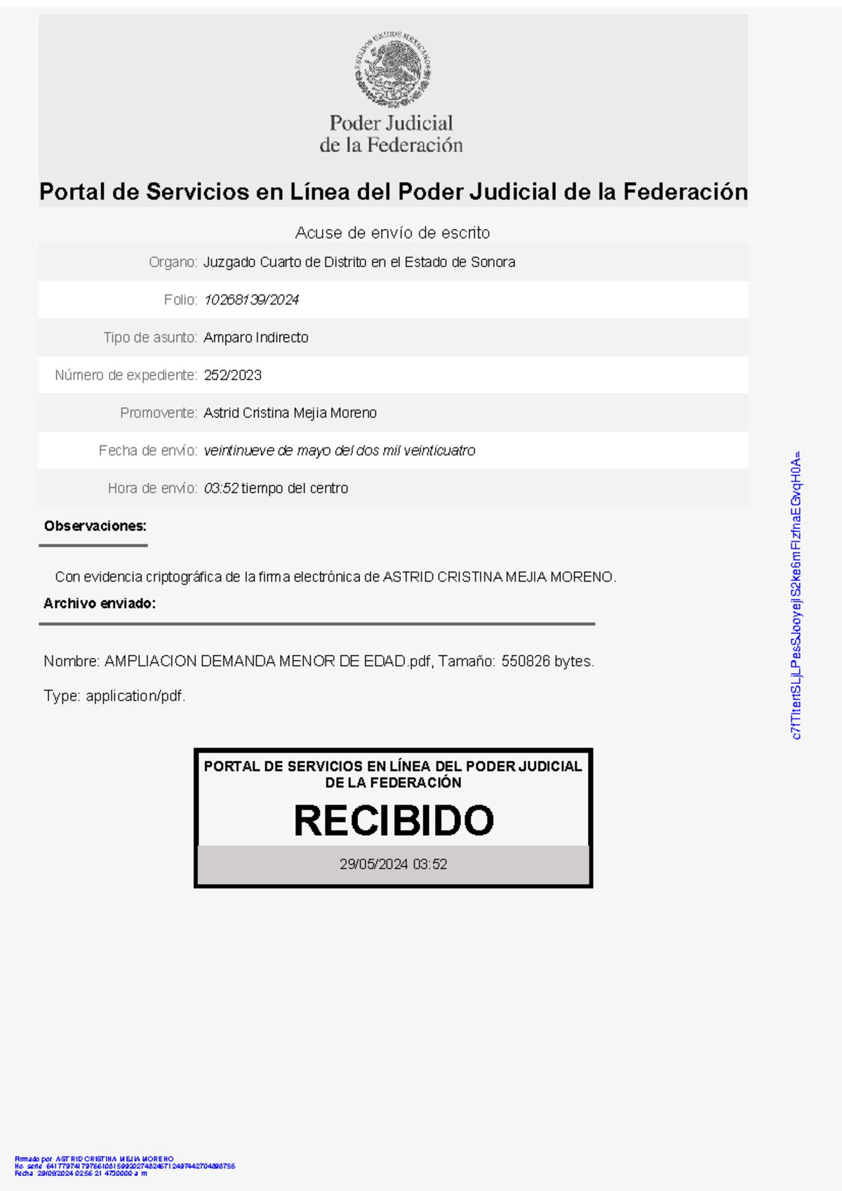 Acuse Promocion mia channel - Portal de Servicios en Línea del Poder ...