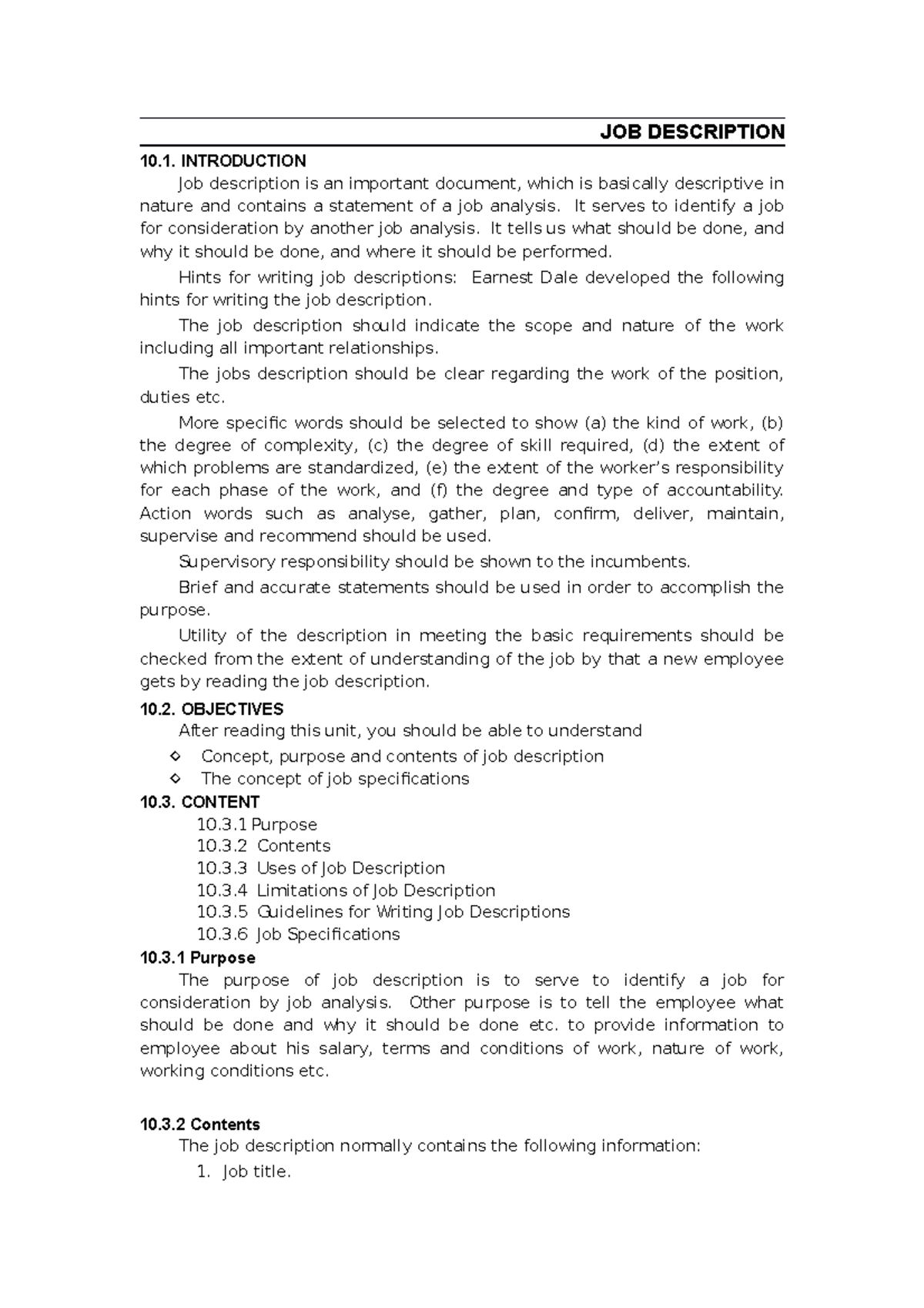 Job Description Guidelines for Effective Job Analysis - Studocu