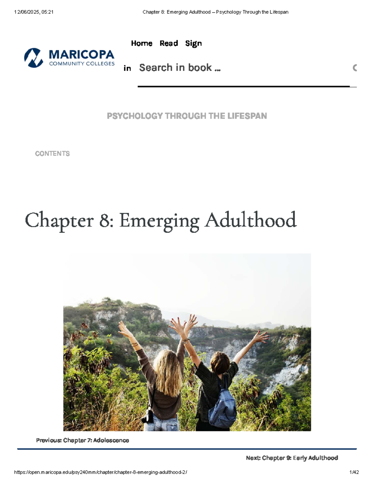 05:21 Chapter 8: Emerging Adulthood in Psychology Through the Lifespan ...