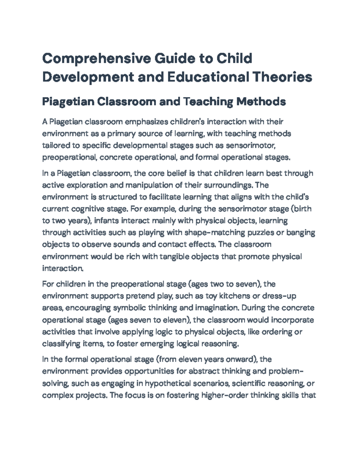 Comprehensive Overview of Child Development Theories and Methods - Studocu