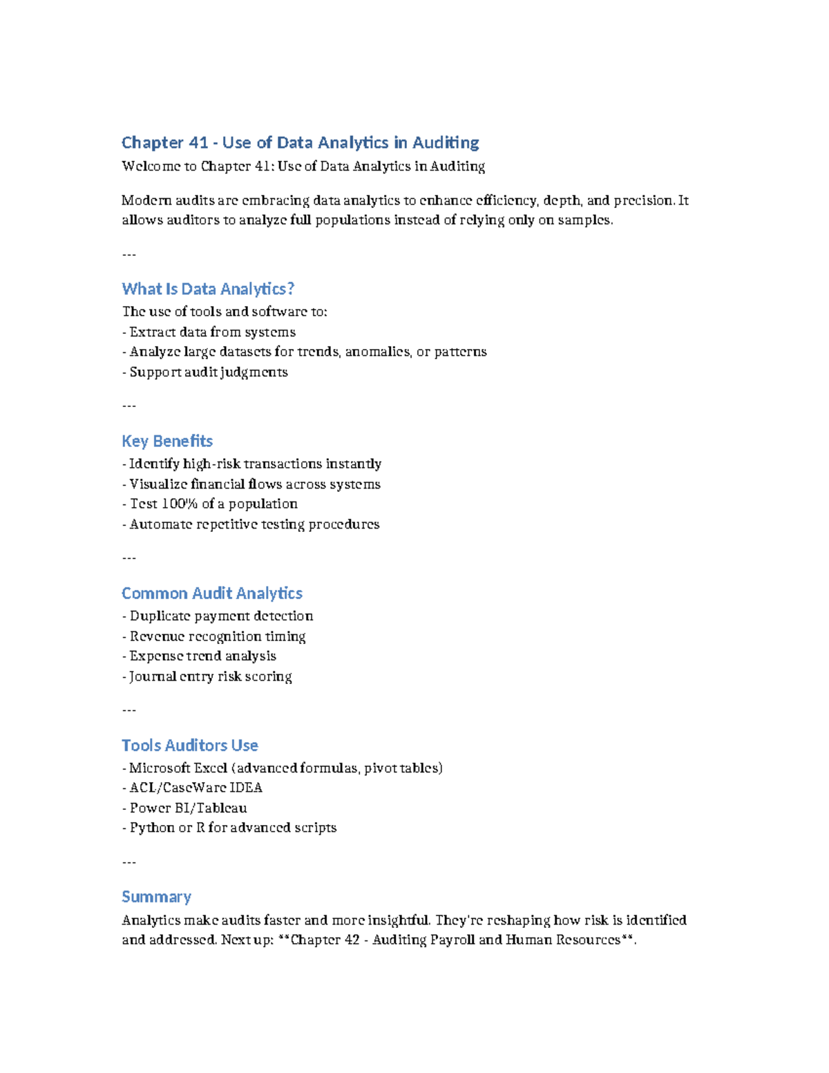 Chapter 41: Data Analytics in Auditing - Enhancing Audit Efficiency ...