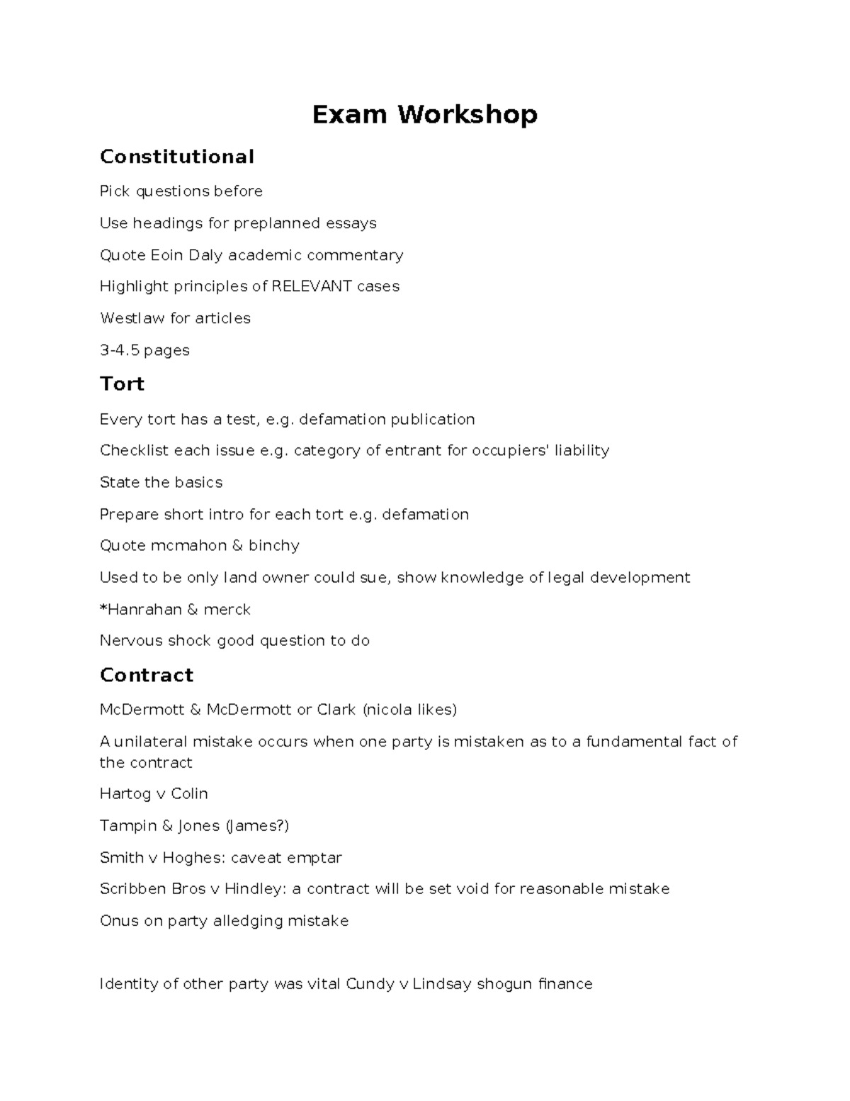Exam Workshop - Tips for Final Exams on Constitutional Law - Studocu