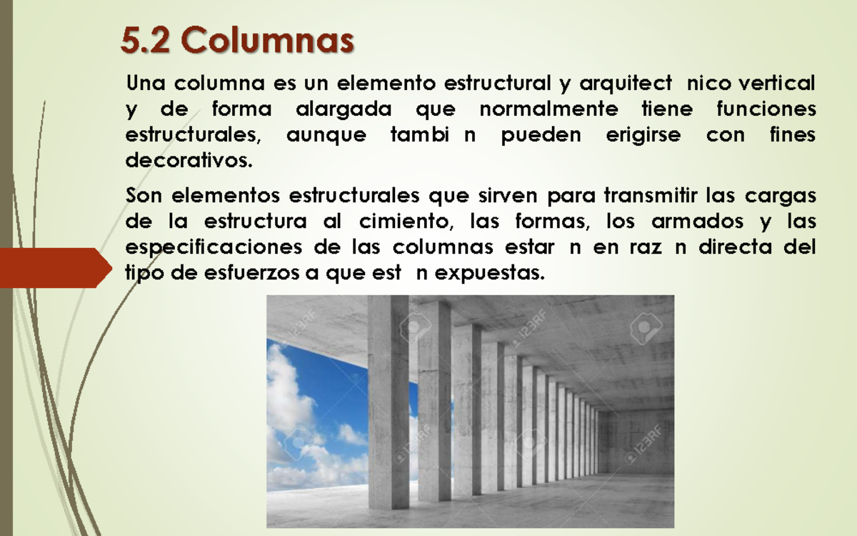 5.2 Columnas: Estructura, Materiales y Clasificación - Studocu