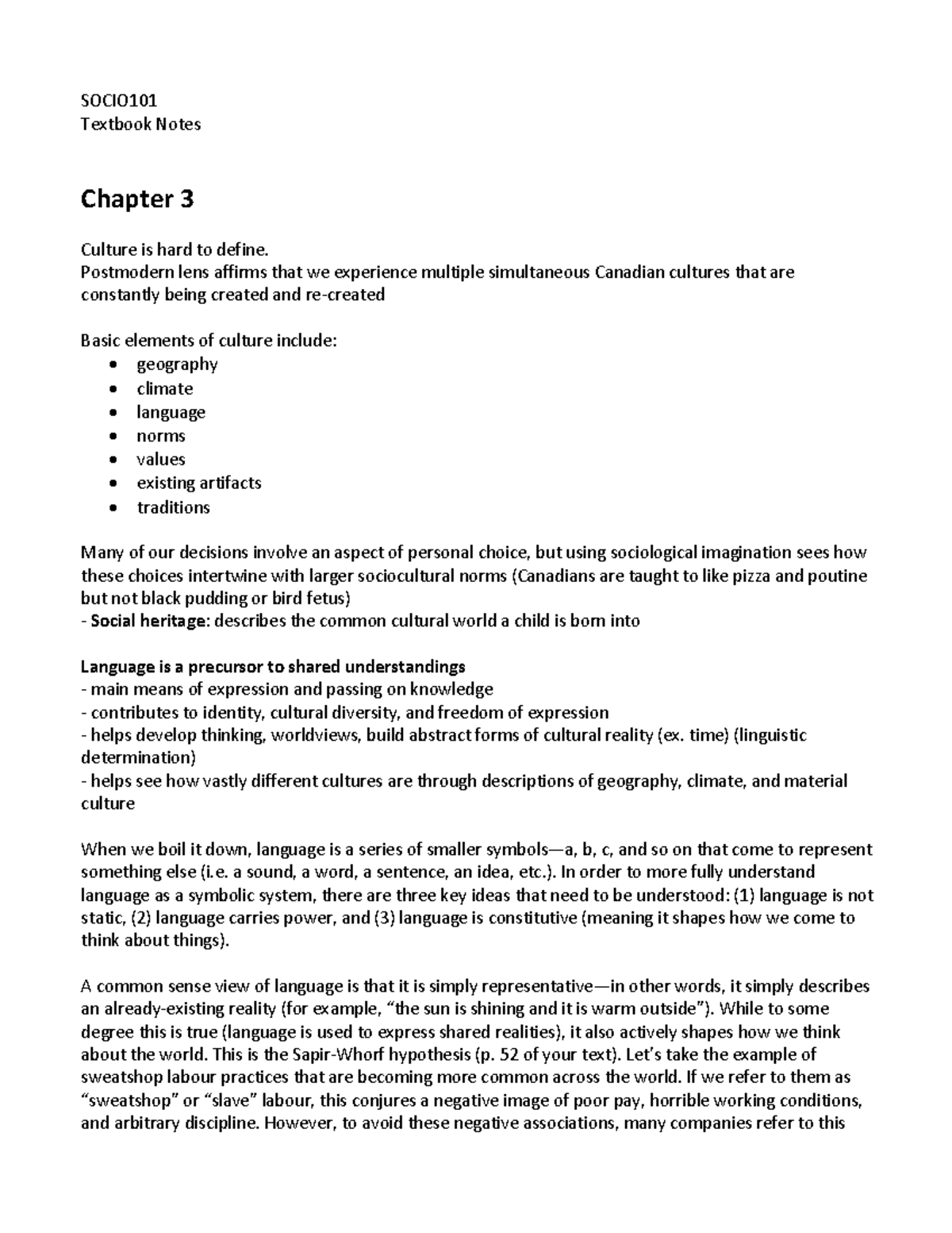 SOCIO Textbook Notes: Chapter 3 on Culture Dynamics - Studocu