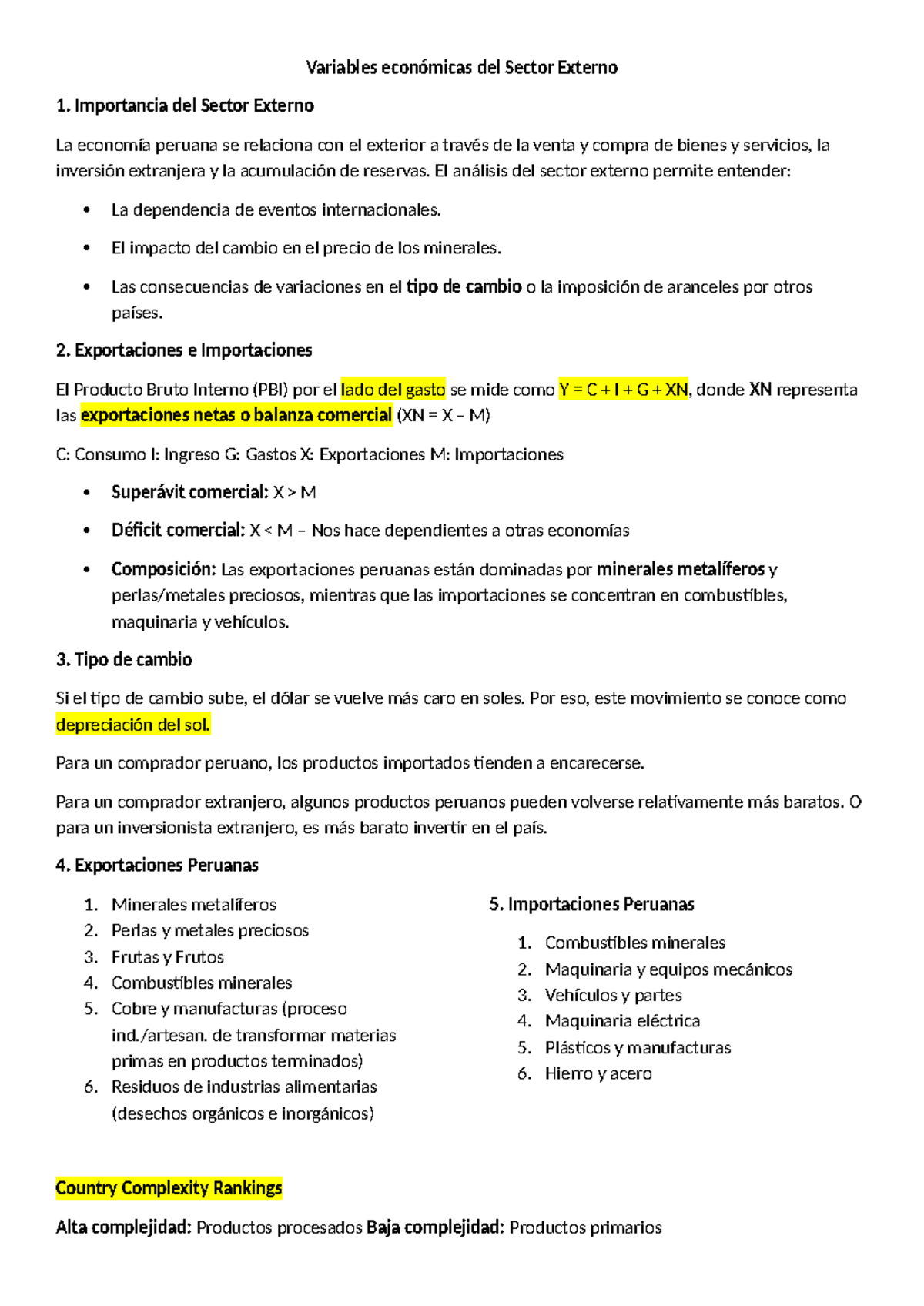 Variables Económicas del Sector Externo: Análisis y Efectos - Studocu