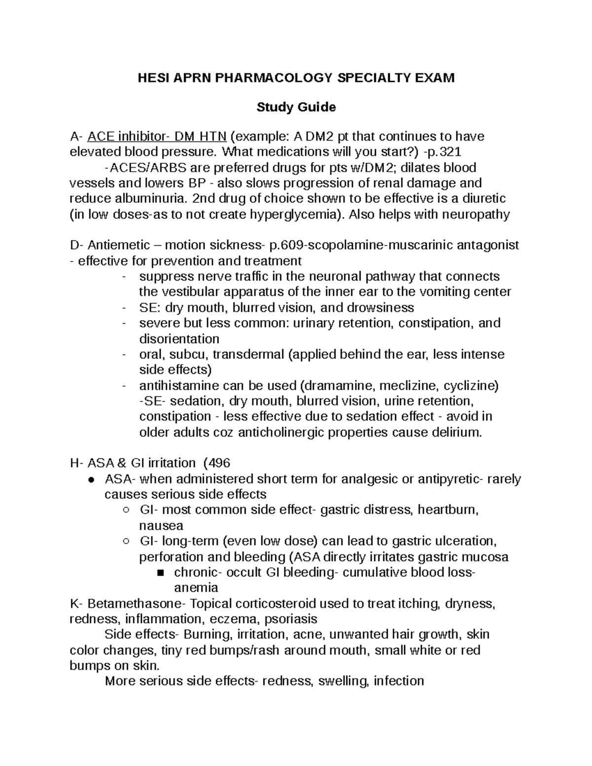 HESI Pharmacology Study Guide for APRN Exam - Essential Notes - Studocu