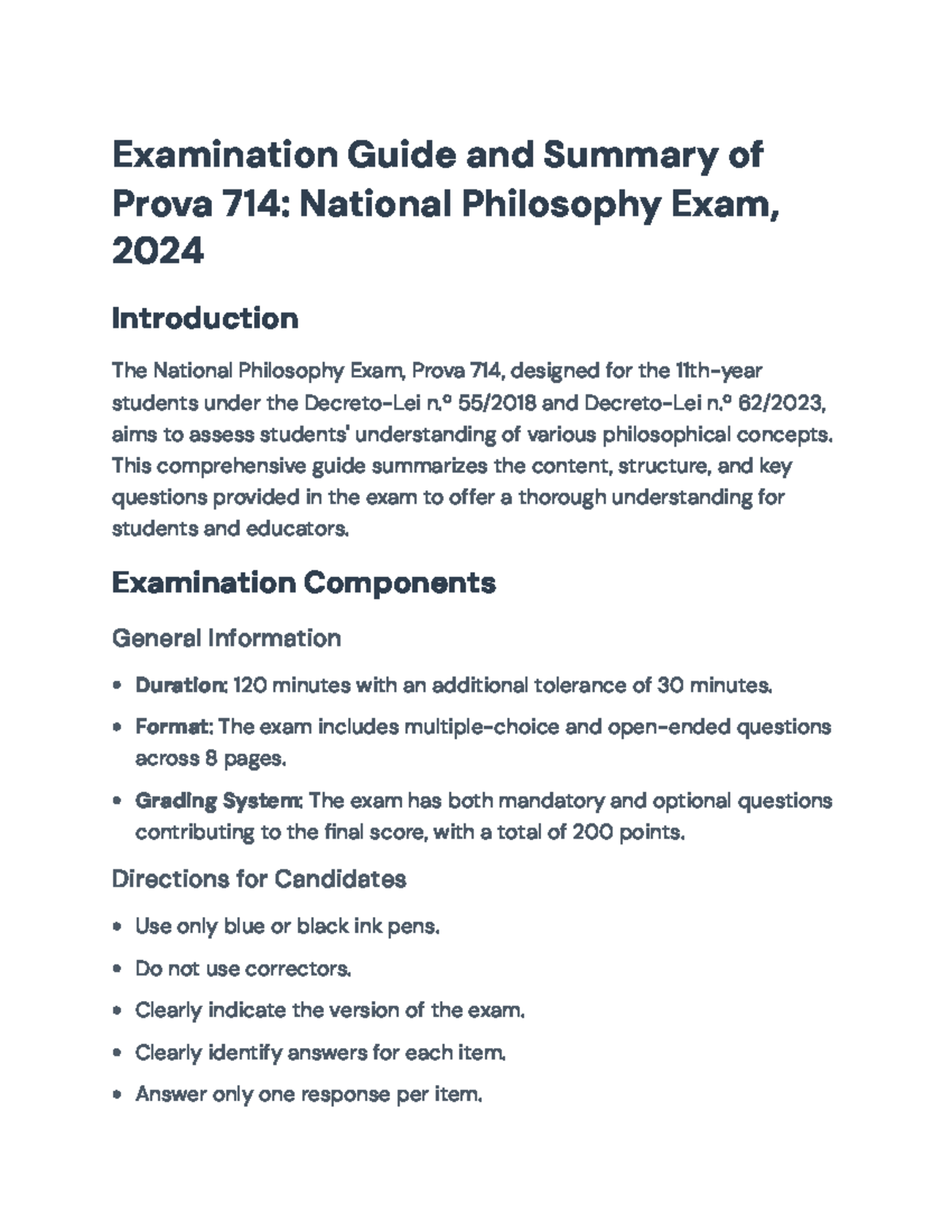 Examination Guide for Prova 714: National Philosophy Exam, 2024 ...