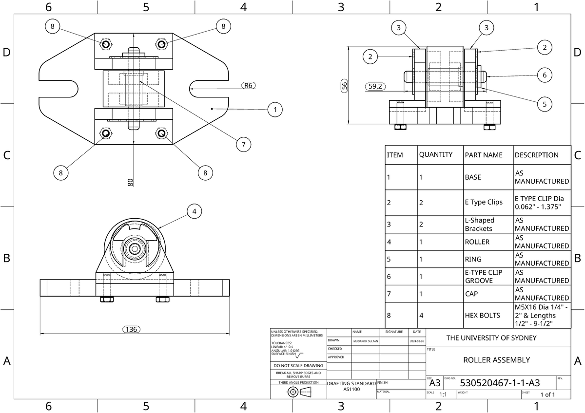 Assembly Drawing for Roller Assembly - Course Code: 56348 - Studocu