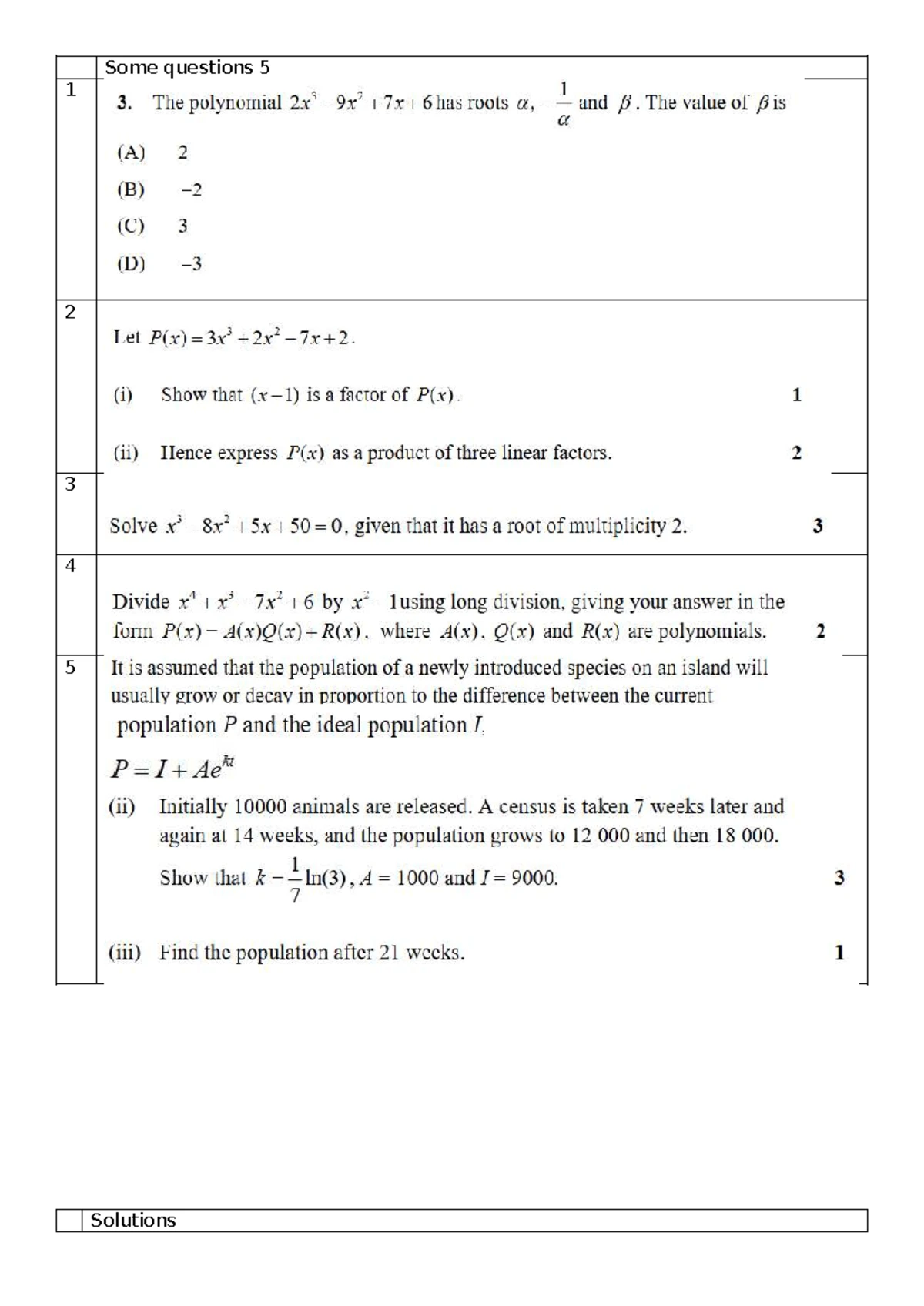 Polynomial Factorization and Coefficient Analysis: Math 101 Final Exam ...