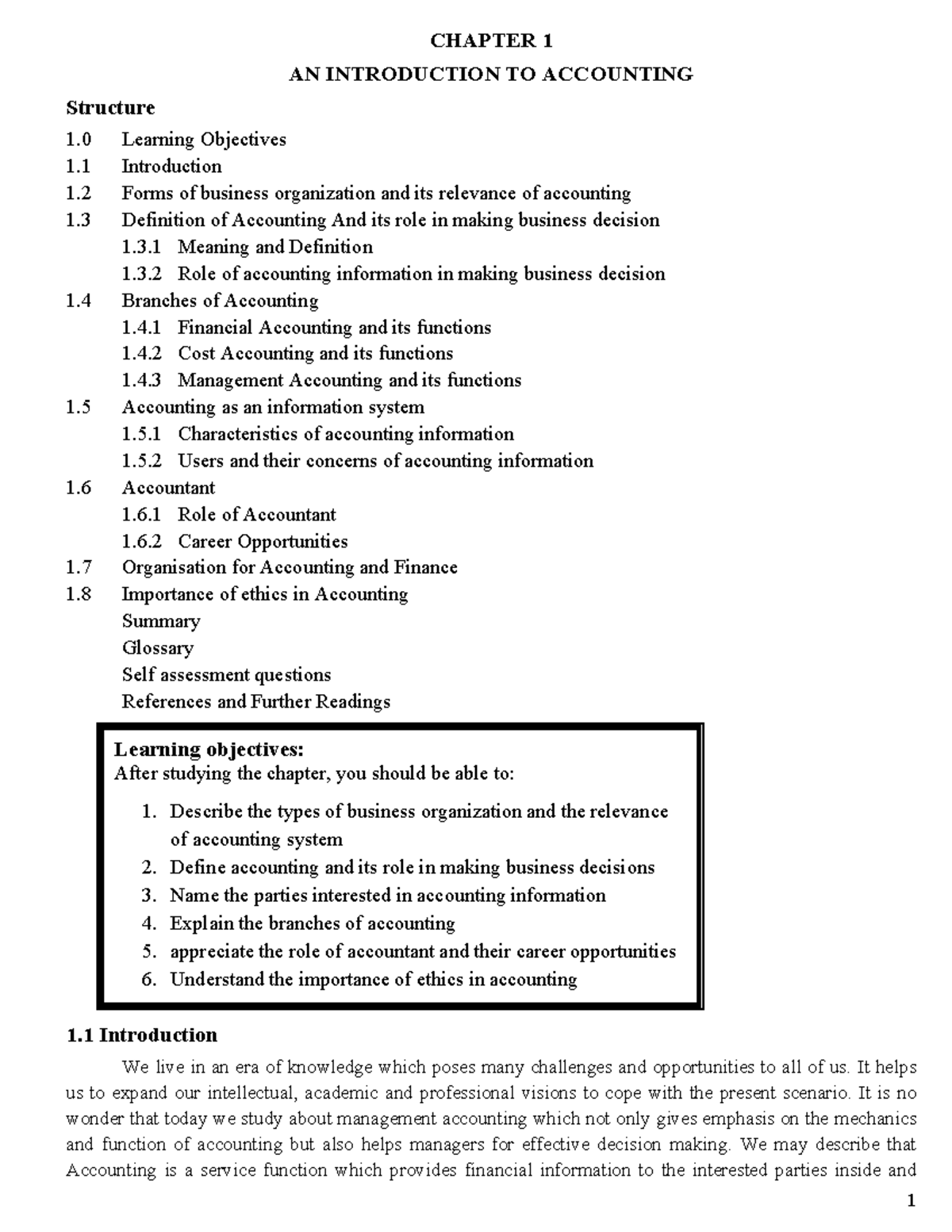 CHAPTER 1: INTRODUCTION TO ACCOUNTING - Key Concepts & Principles - Studocu