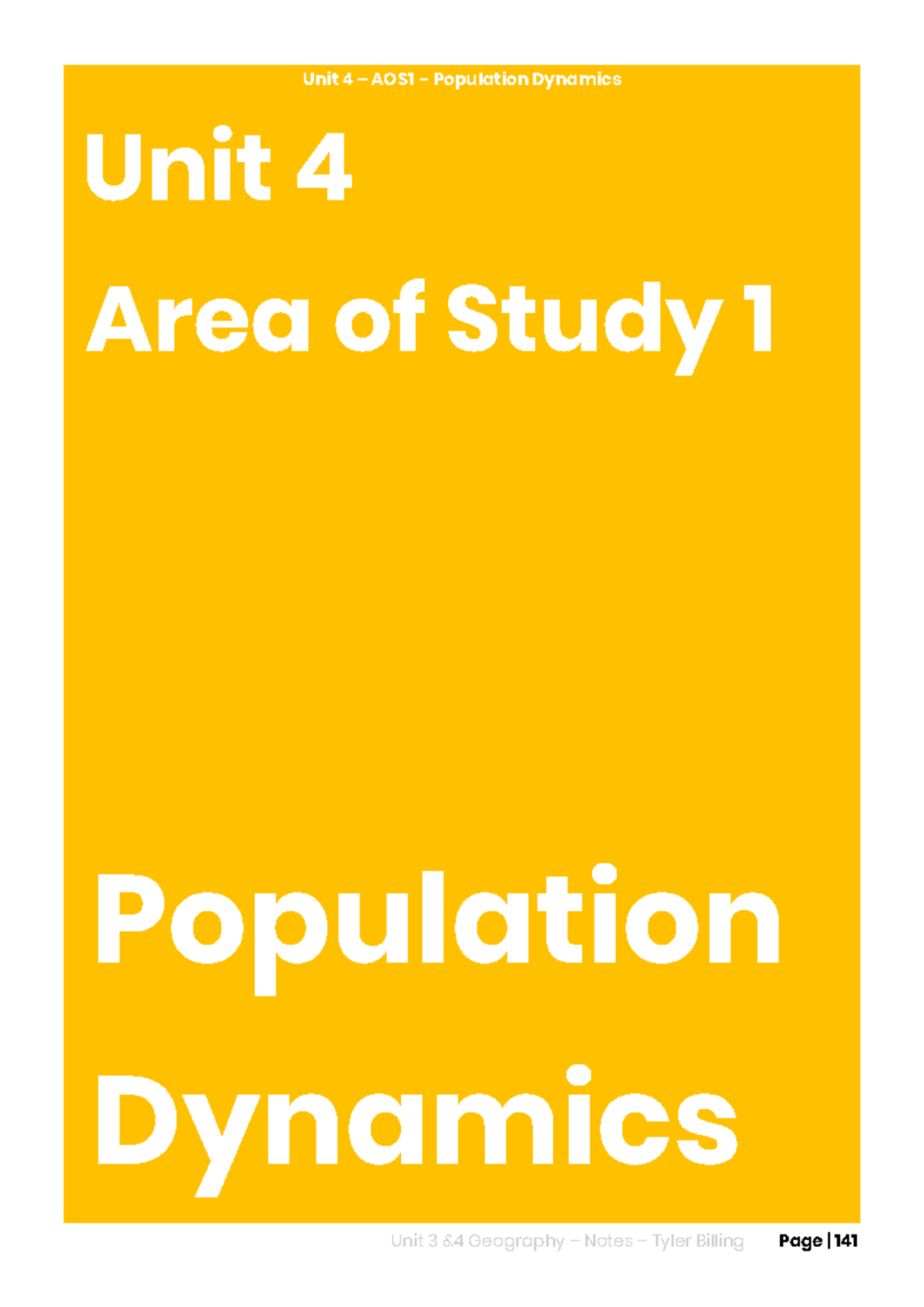 Unit 4 AOS1 Population Dynamics: Comprehensive Study Notes and Analysis ...