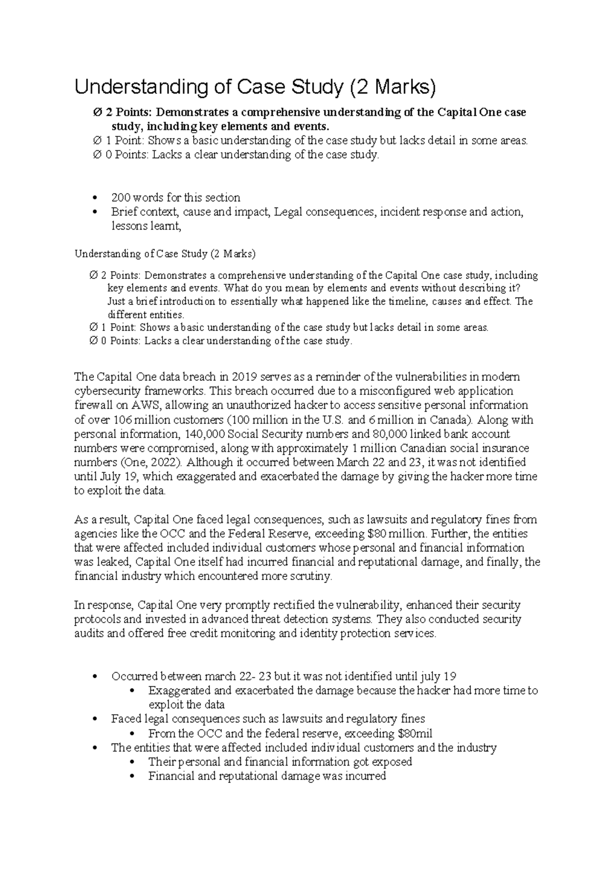 INFS2701 Case Study Reflection: Insights from the Capital One Breach ...