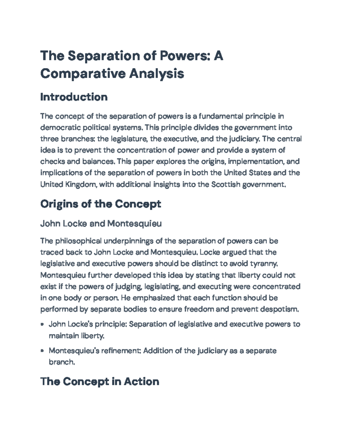Comparative Analysis of the Separation of Powers in US and UK Systems ...