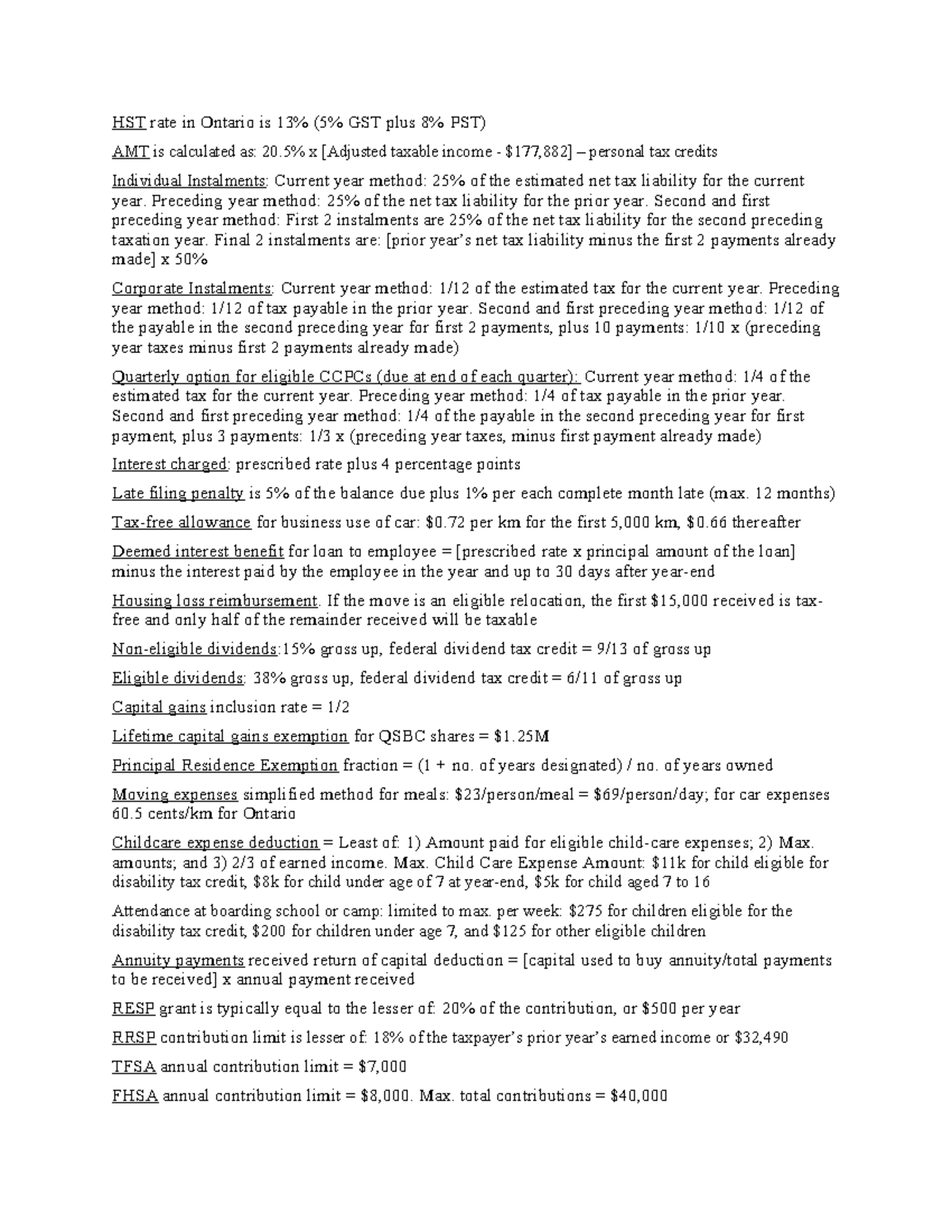 HST and Tax Instalment Calculations: Midterm Study Guide - Studocu