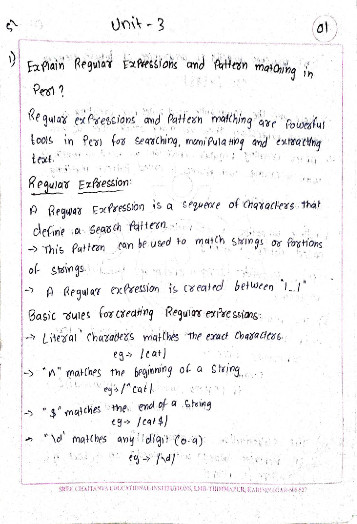 Scripting Language Notes for Unit 3 - R18 JNTUH Exam Prep - Studocu