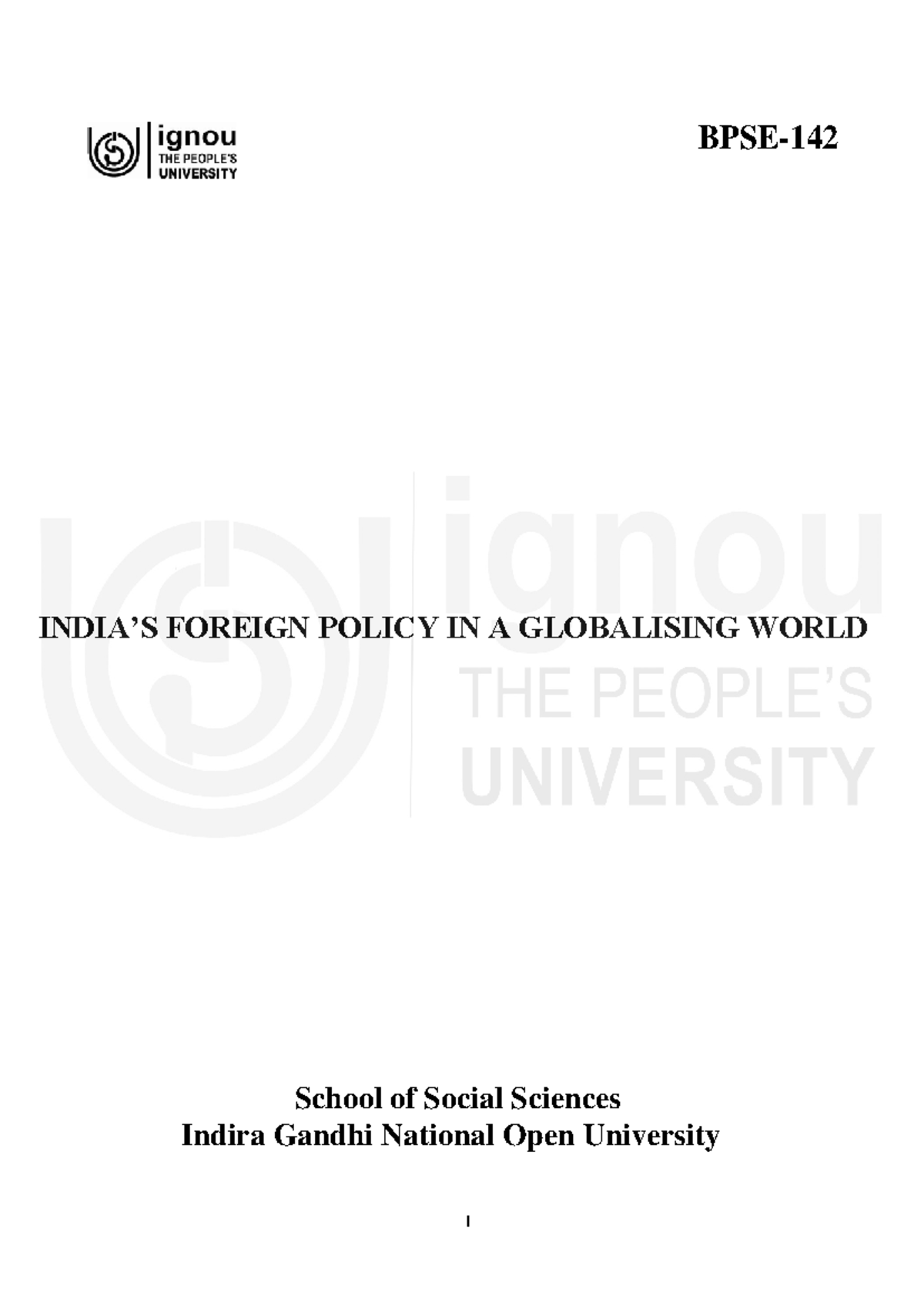IFP BPSE Unit 1: India’s Foreign Policy in a Globalising World - Studocu