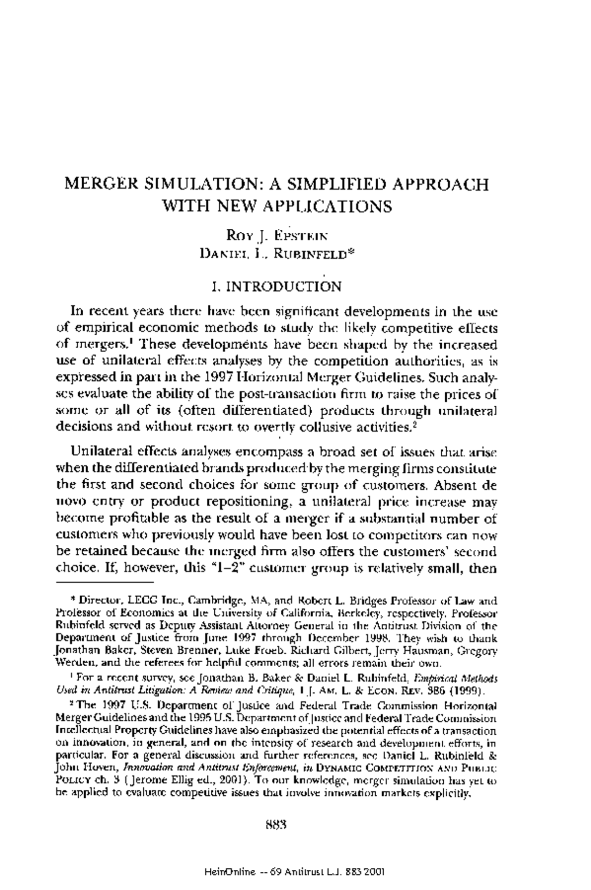 Merger Simulation Analysis: Empirical Approaches and Applications ...