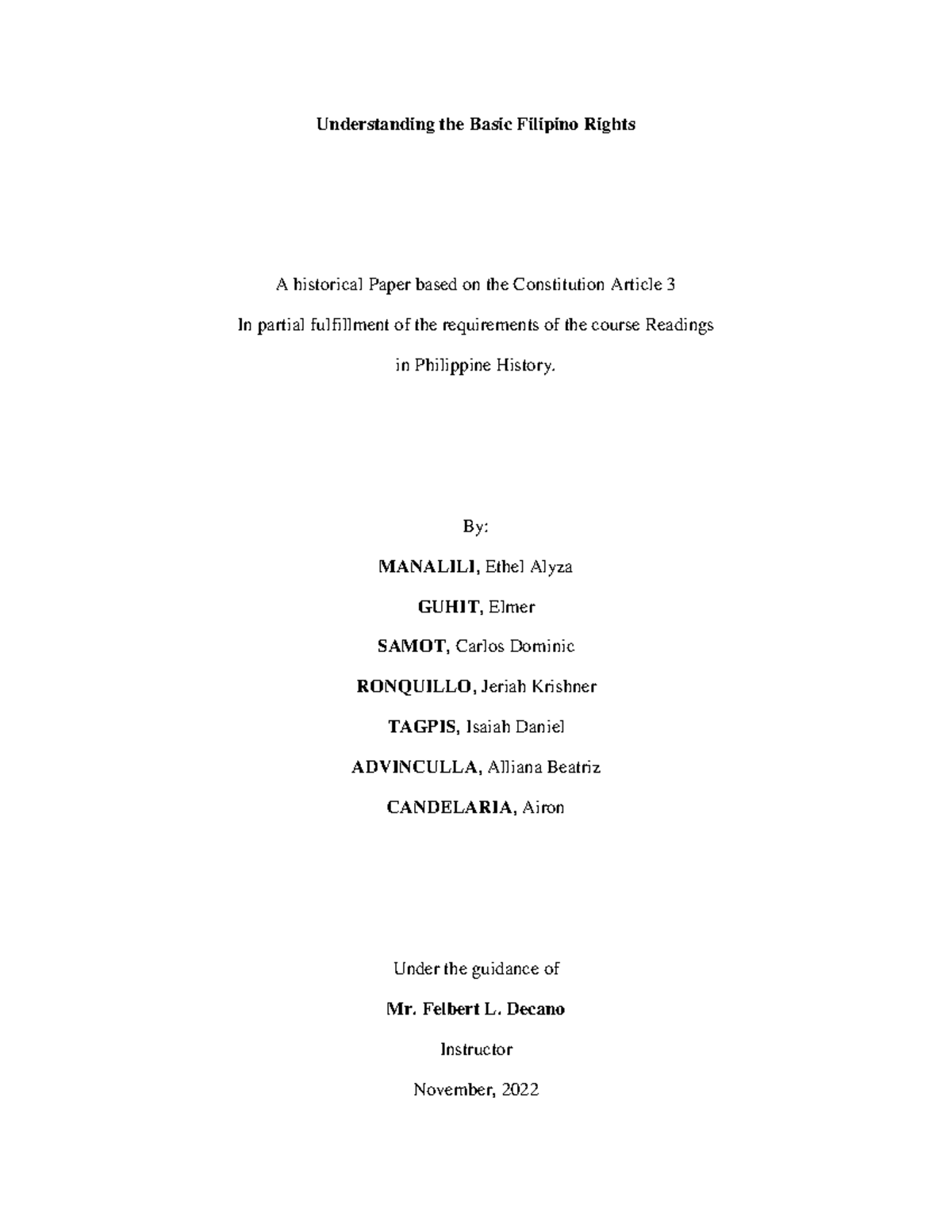 Philippine History (Readings): Understanding the 1987 Bill of Rights ...