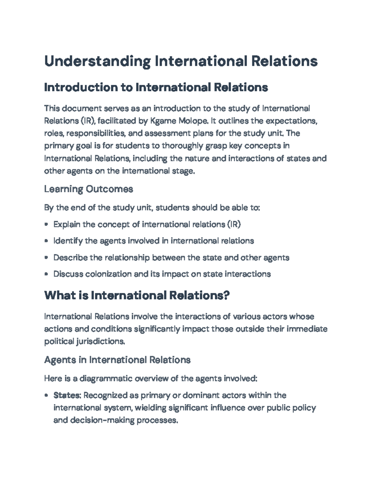 Introduction to International Relations (IR) - Key Concepts & Agents ...