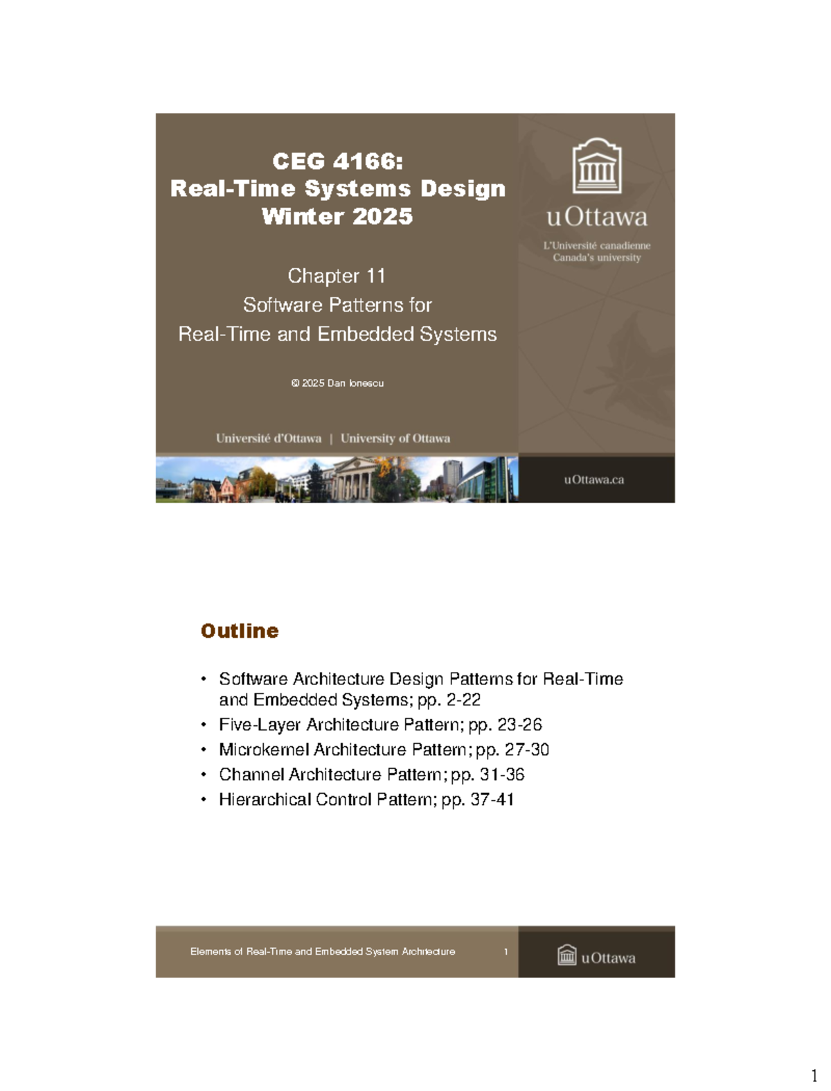 CEG4166 Chapter 11 Real-Time Software Patterns 2025W 20250323-01 ...