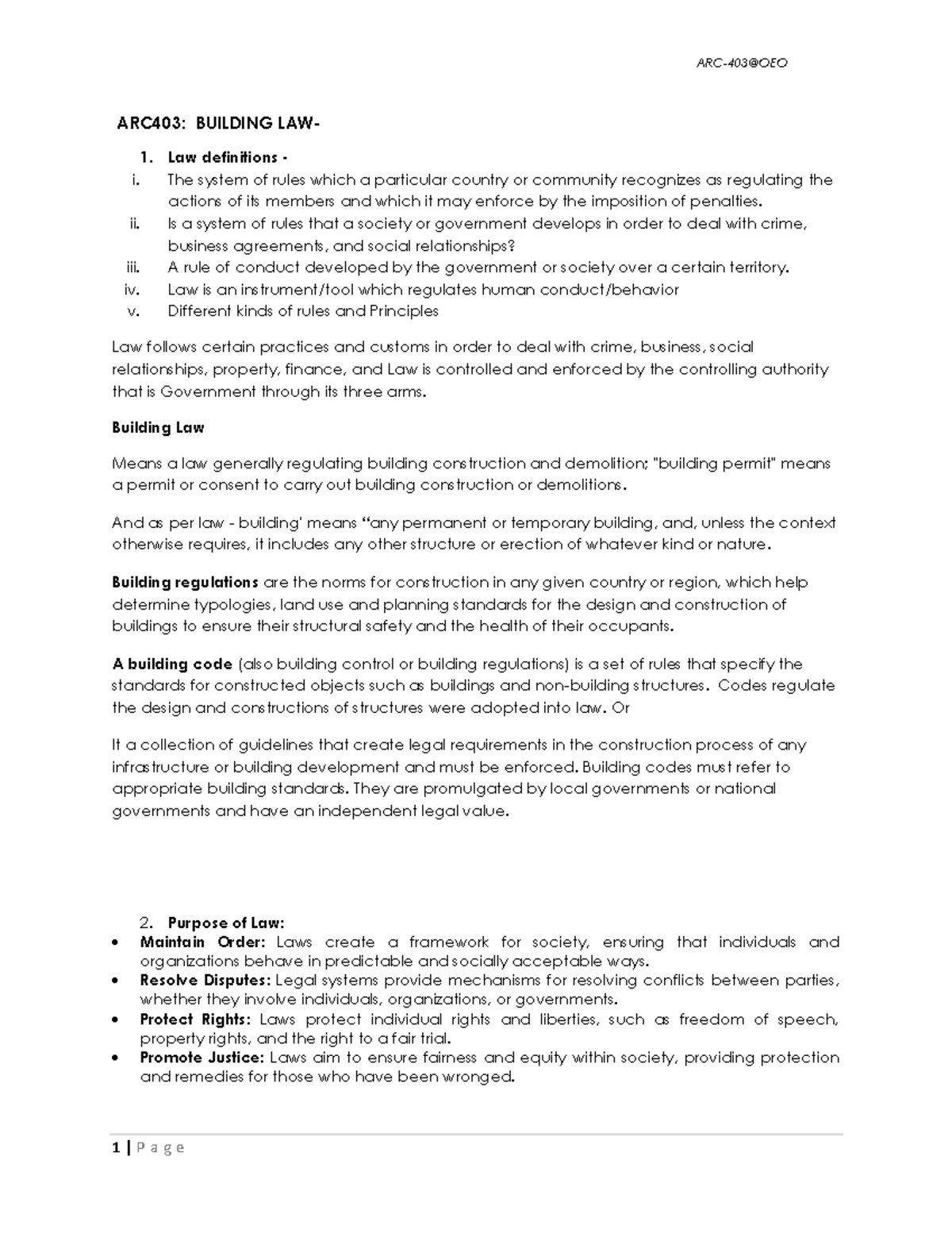 Building Law- Lecture Notes for Arch 403 L1-2 - Studocu