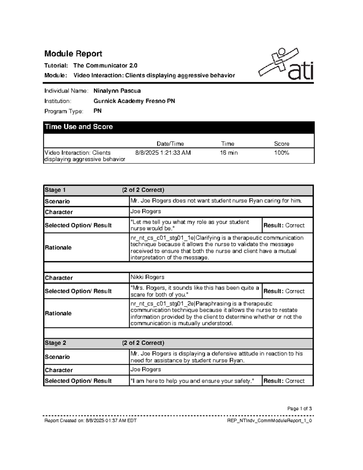 PN Program: WK 5 Module Report on Aggressive Client Interaction - Studocu
