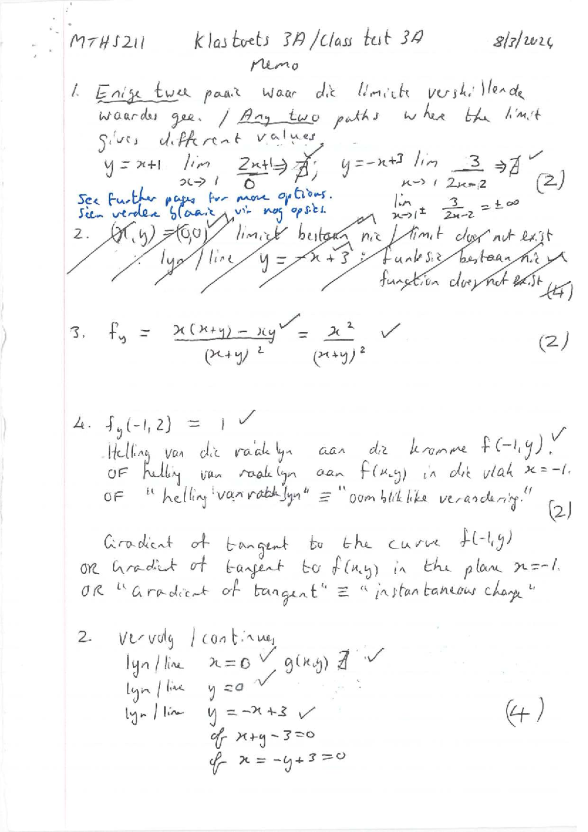 MTH5211 Class Test 3A & 3B Memo - Limit Analysis 2024 - Studocu